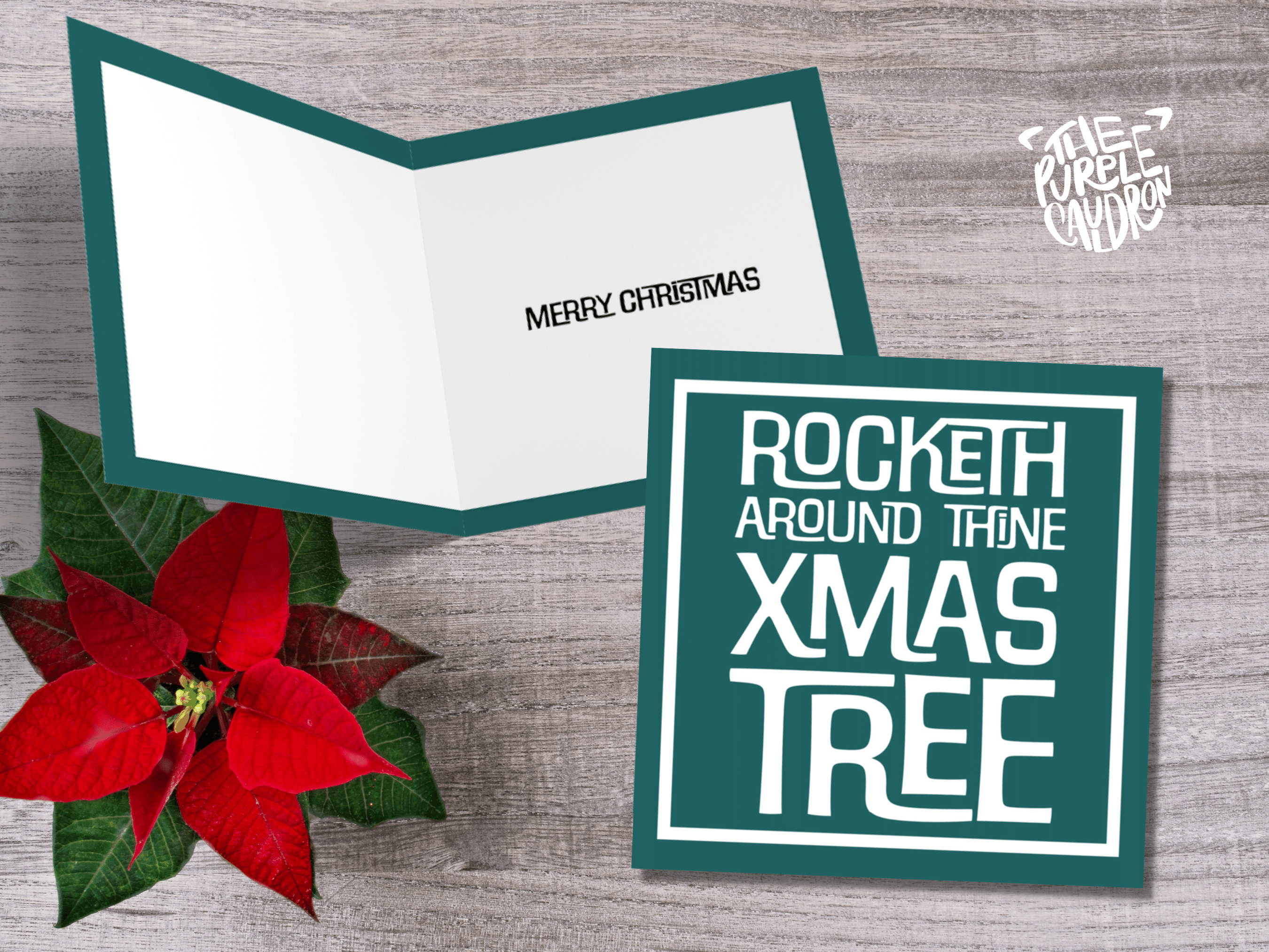 Funny Christmas Card "Rocketh Around Thine Xmas Tree" Medieval Old English Speak Red or Green Message Greetings Card Friends Xmas 2025 - View 8