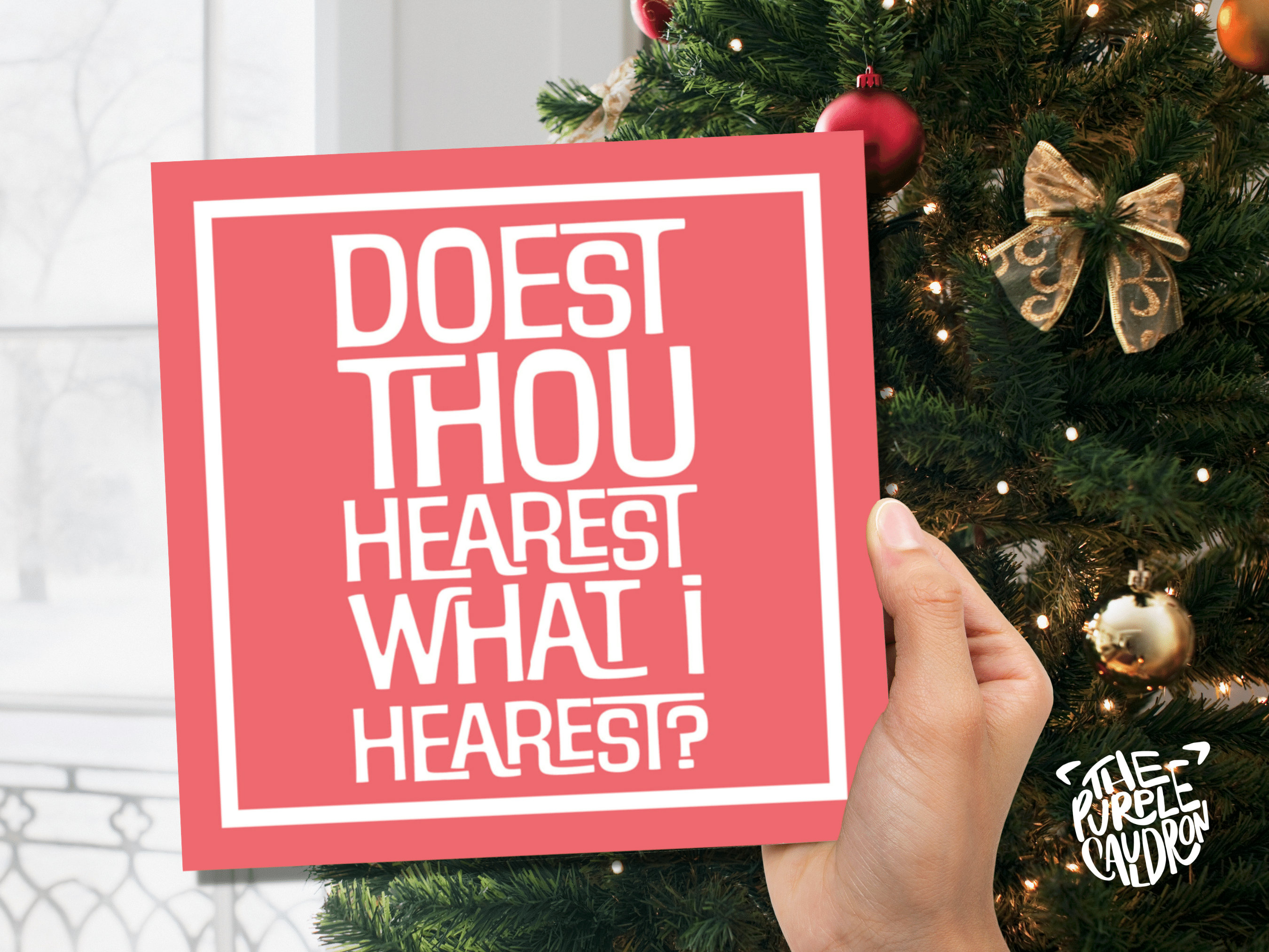 Funny Posh Christmas Card "Doest Thou Hearest What I Hearest?" Medieval Old English Speak Red or Green Message Greetings Friends Xmas 2025