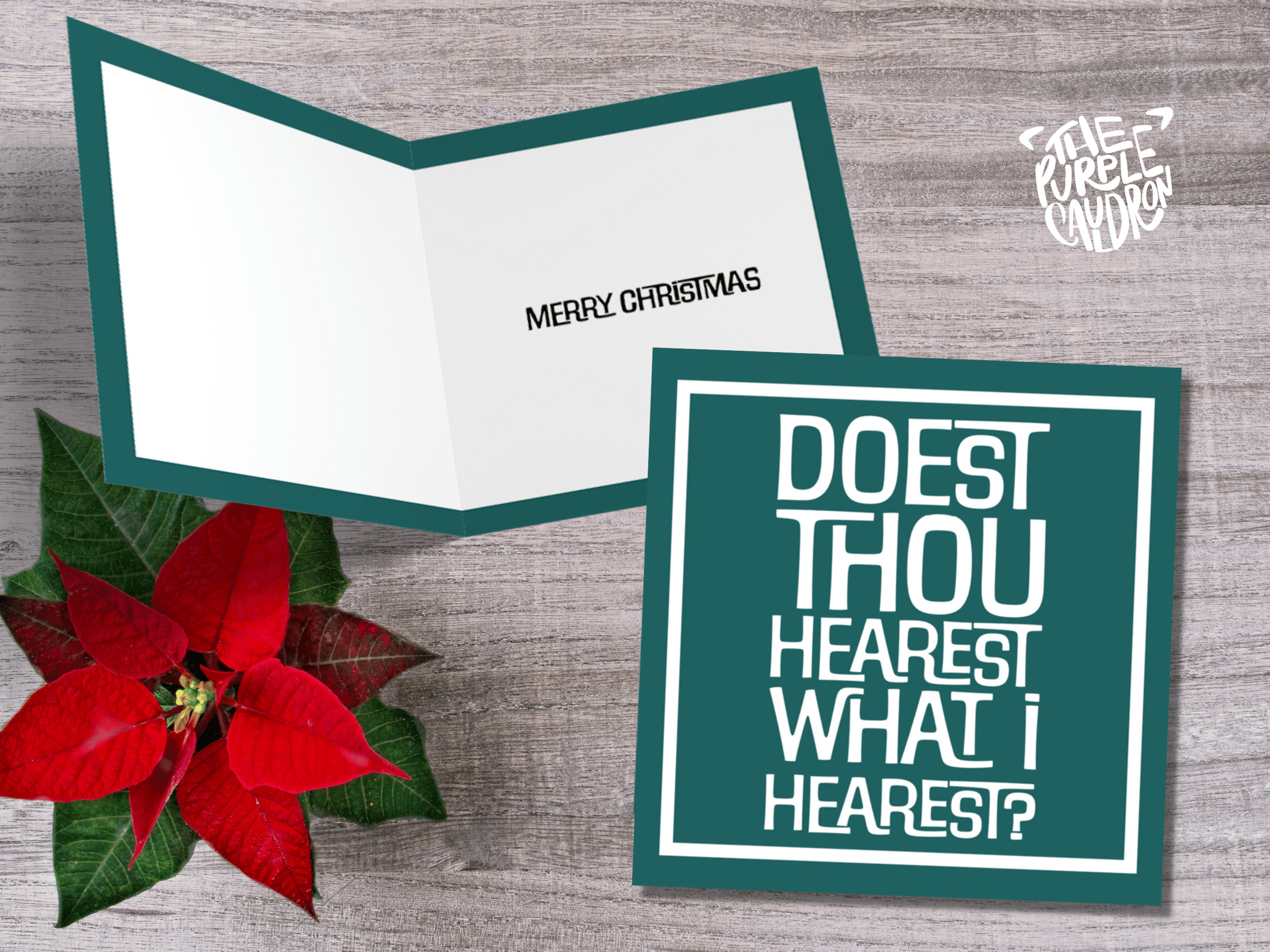 Funny Posh Christmas Card "Doest Thou Hearest What I Hearest?" Medieval Old English Speak Red or Green Message Greetings Friends Xmas 2025 - View 8