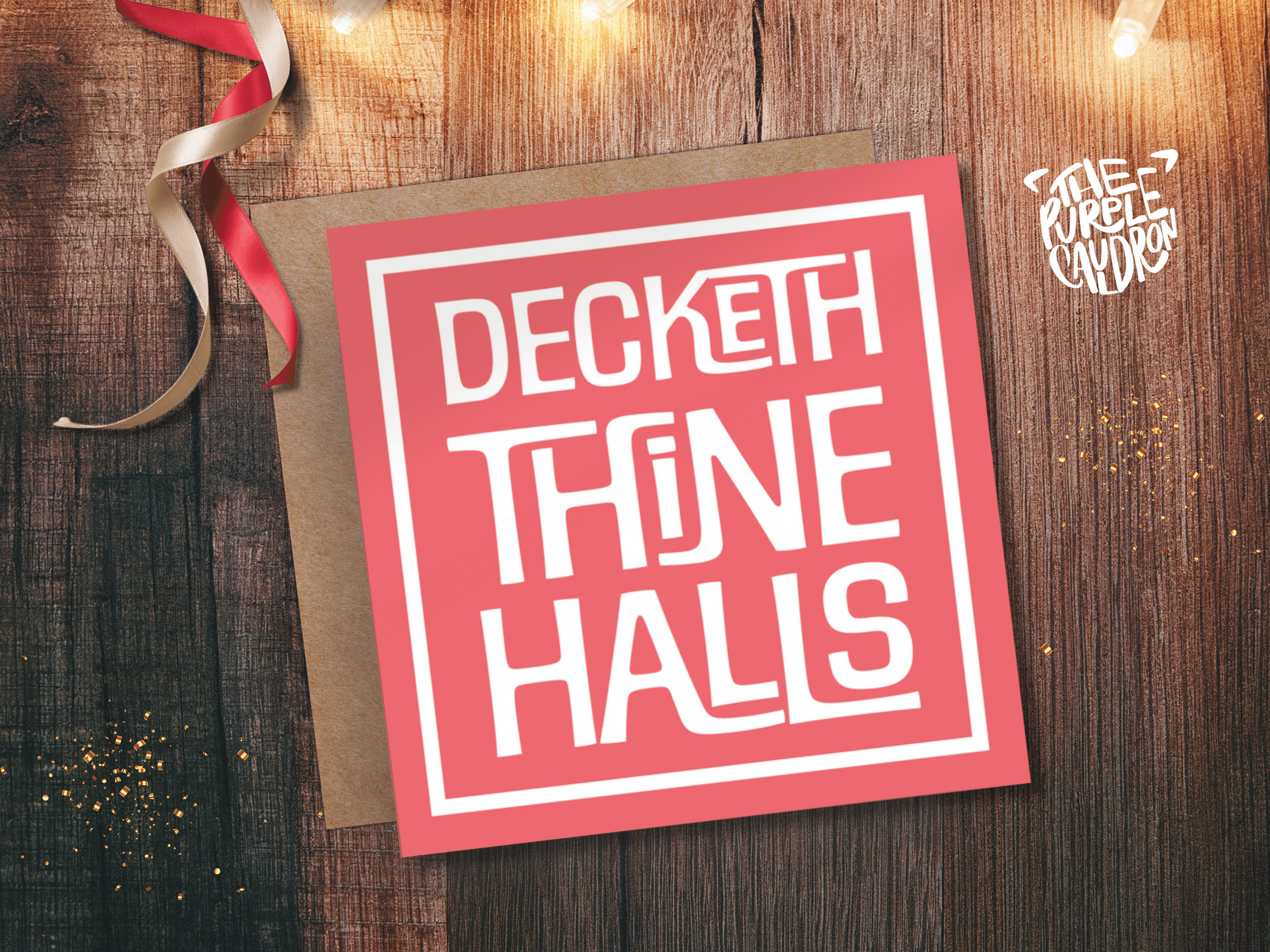 Christmas Card Quotes Funny "Decketh Thine Halls" Medieval Old English Speak Red or Green Greetings Card Friends Messages New for Xmas 2025 - View 7