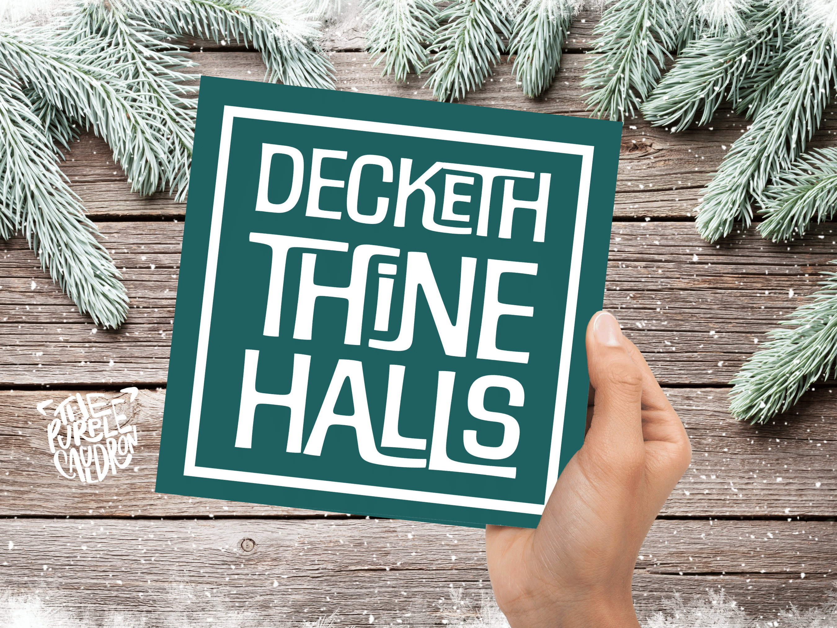 Christmas Card Quotes Funny "Decketh Thine Halls" Medieval Old English Speak Red or Green Greetings Card Friends Messages New for Xmas 2025 - View 3