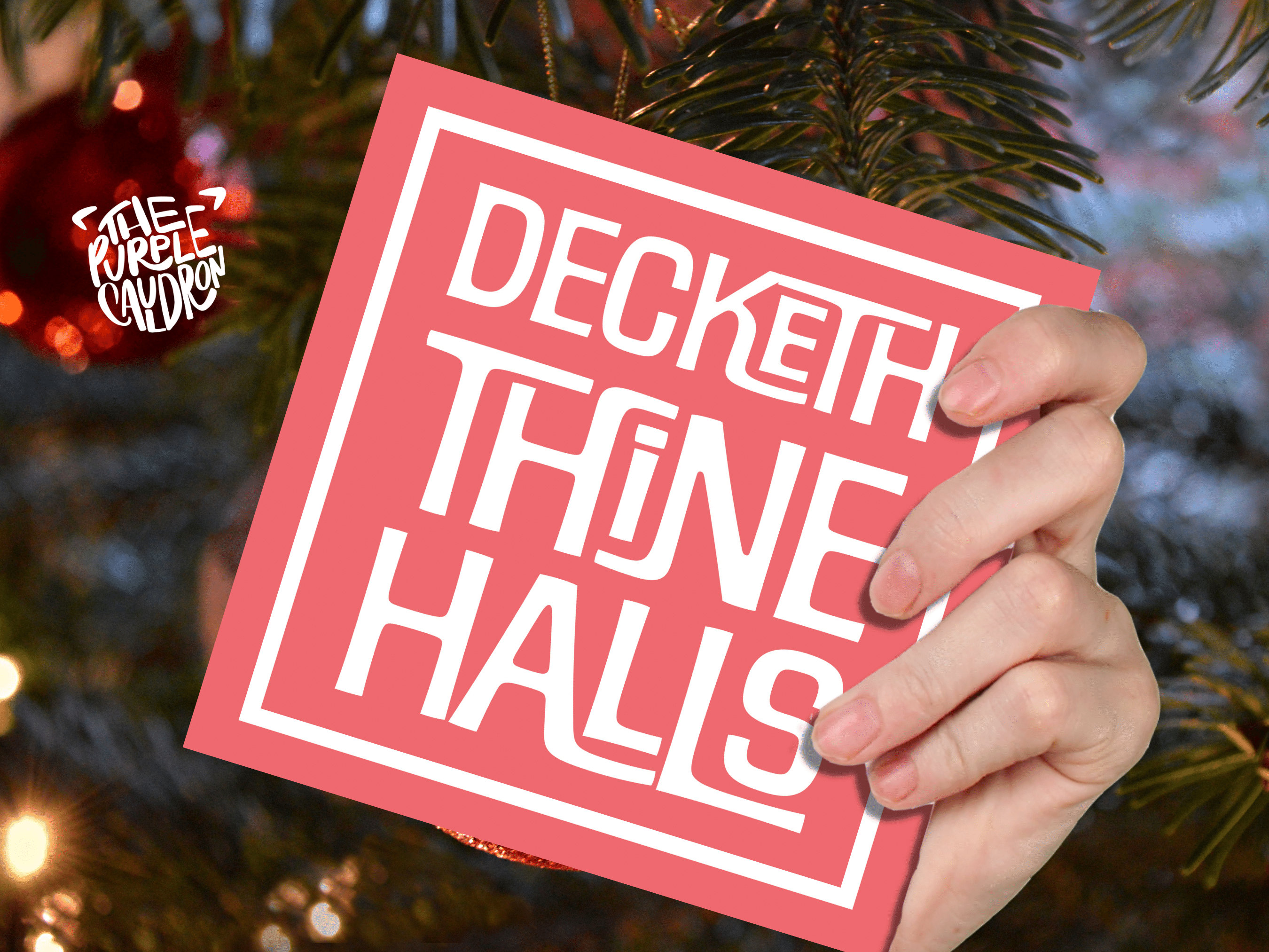 Christmas Card Quotes Funny "Decketh Thine Halls" Medieval Old English Speak Red or Green Greetings Card Friends Messages New for Xmas 2025