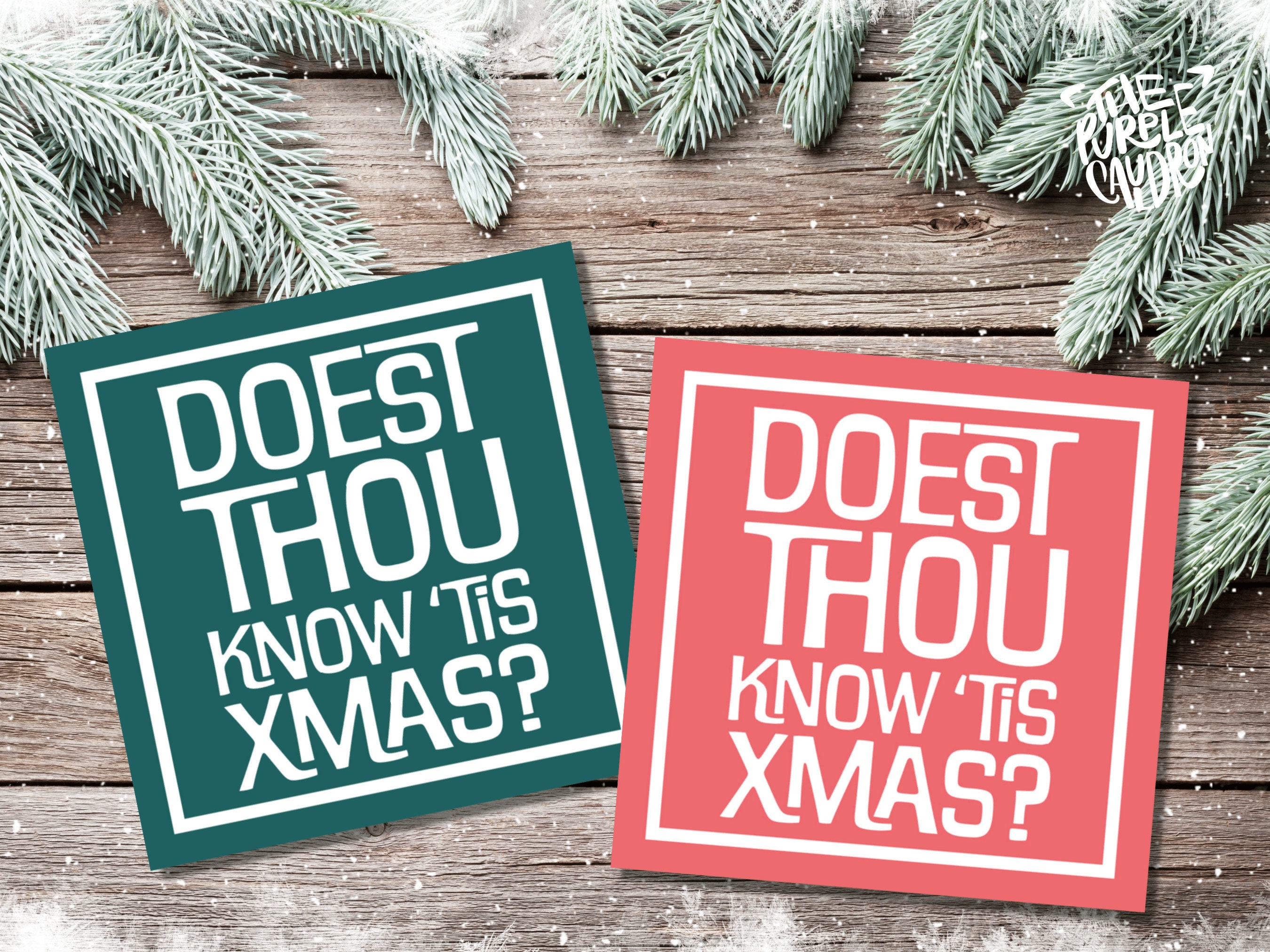 Posh Christmas Card "Doest Thou Know 'Tis Xmas?" Medieval Old English Speak Red or Green Message Greetings Card Friends Xmas 2025 - View 7