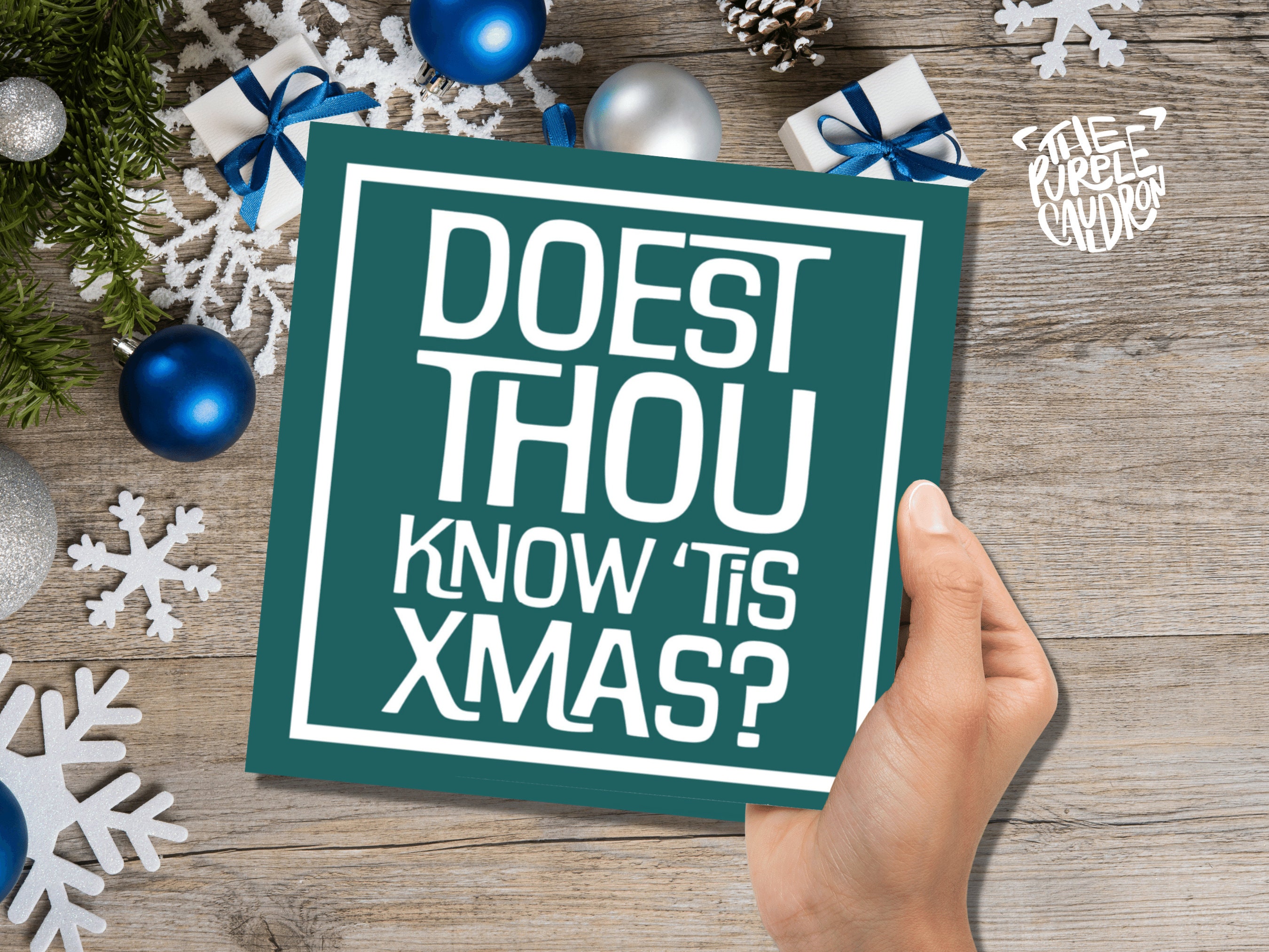 Posh Christmas Card "Doest Thou Know 'Tis Xmas?" Medieval Old English Speak Red or Green Message Greetings Card Friends Xmas 2025 - View 6