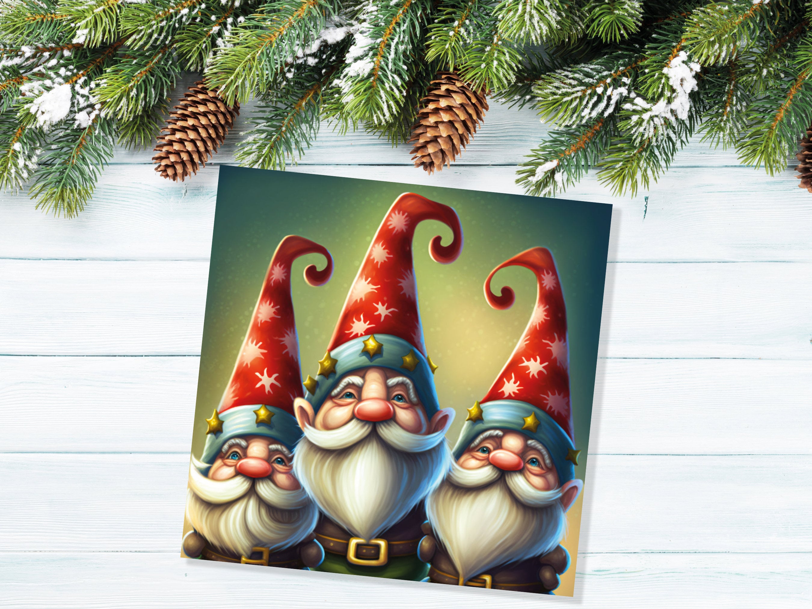 Christmas Gnomes Cards Cute Little Friendly Dwarves Red Festive Hats and White Beards Magical Gnome Elf Cards For Family Friends Xmas 2025 - View 4