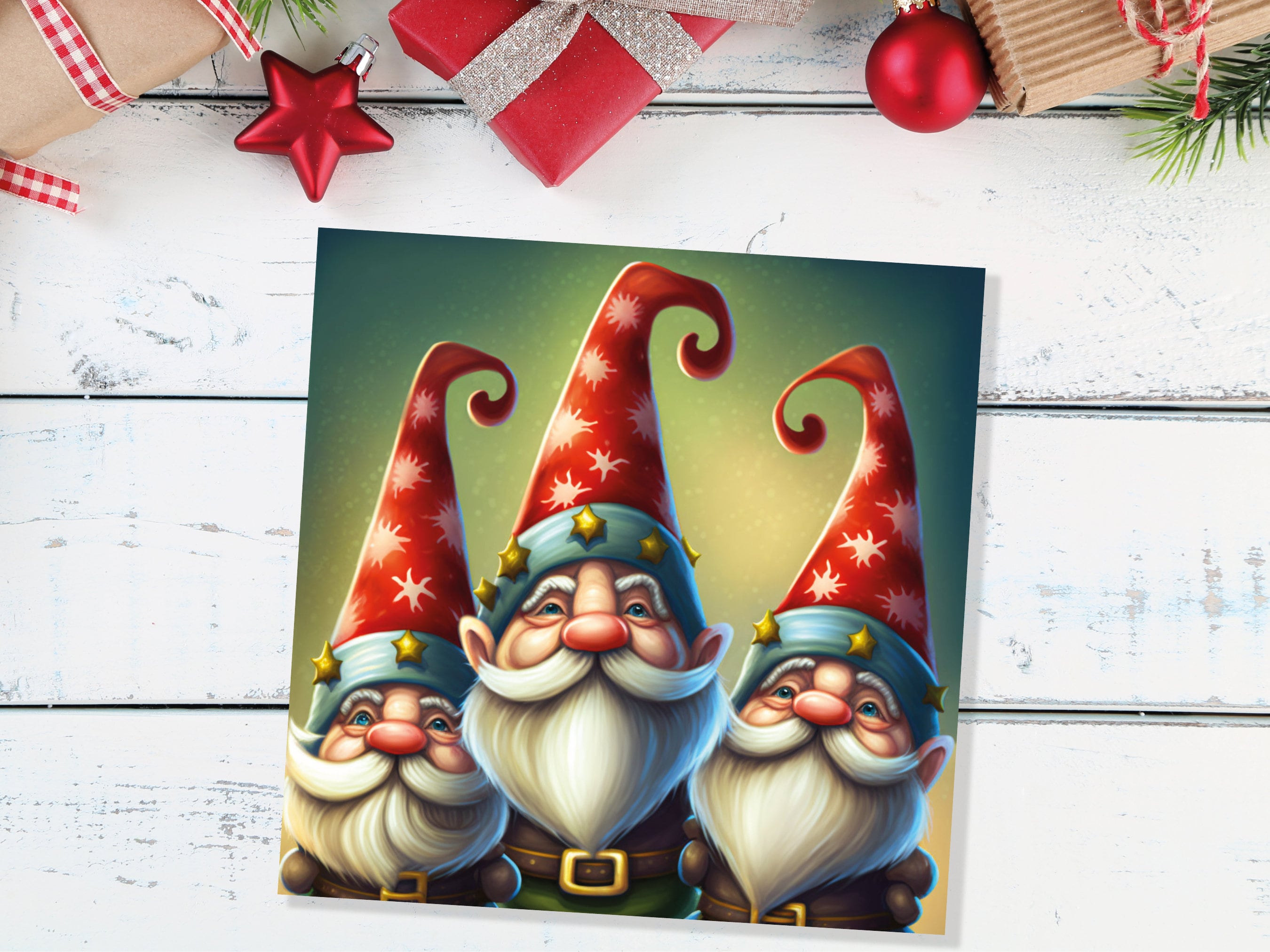 Christmas Gnomes Cards Cute Little Friendly Dwarves Red Festive Hats and White Beards Magical Gnome Elf Cards For Family Friends Xmas 2025 - View 8