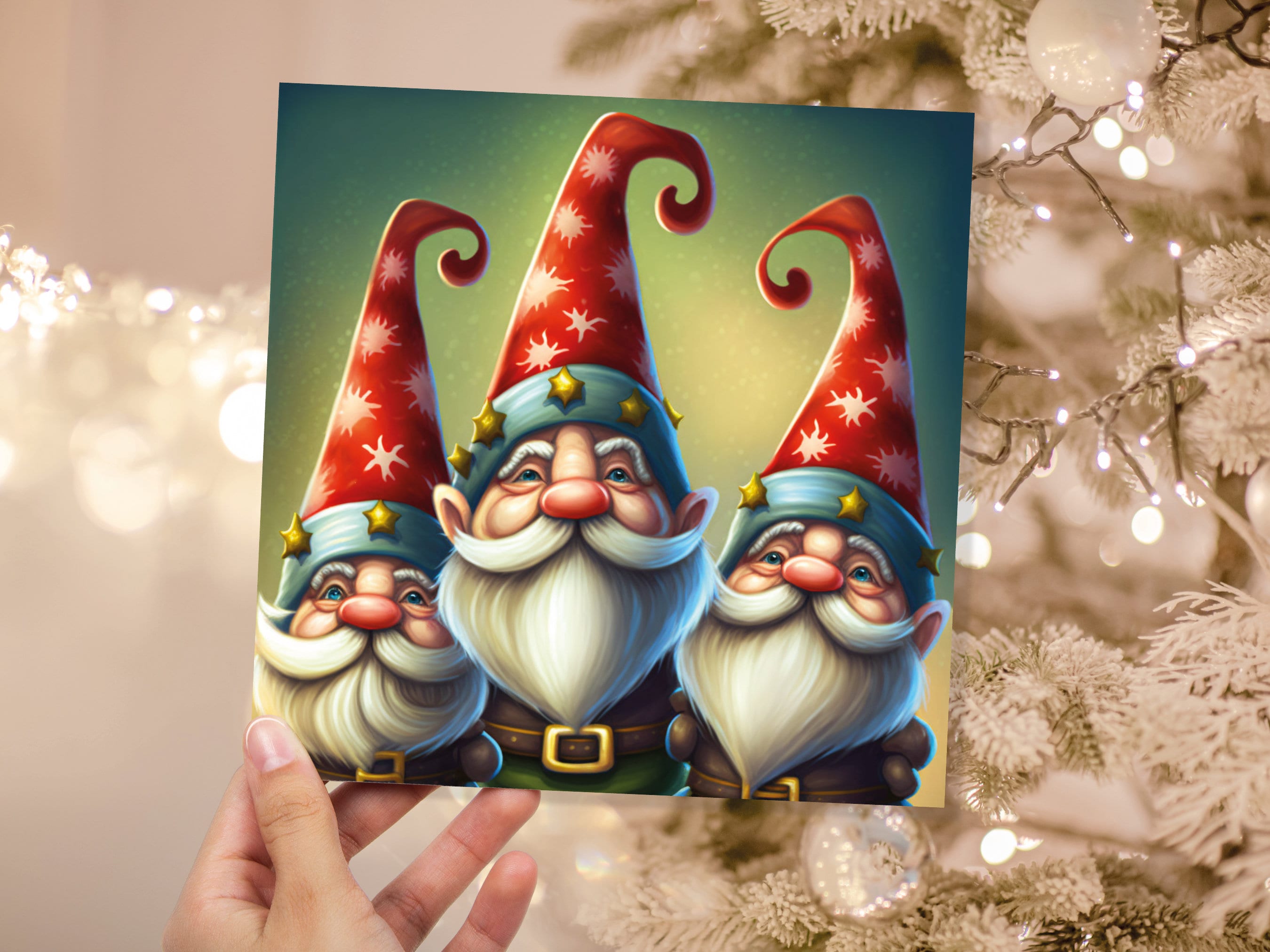 Christmas Gnomes Cards Cute Little Friendly Dwarves Red Festive Hats and White Beards Magical Gnome Elf Cards For Family Friends Xmas 2025 - View 2