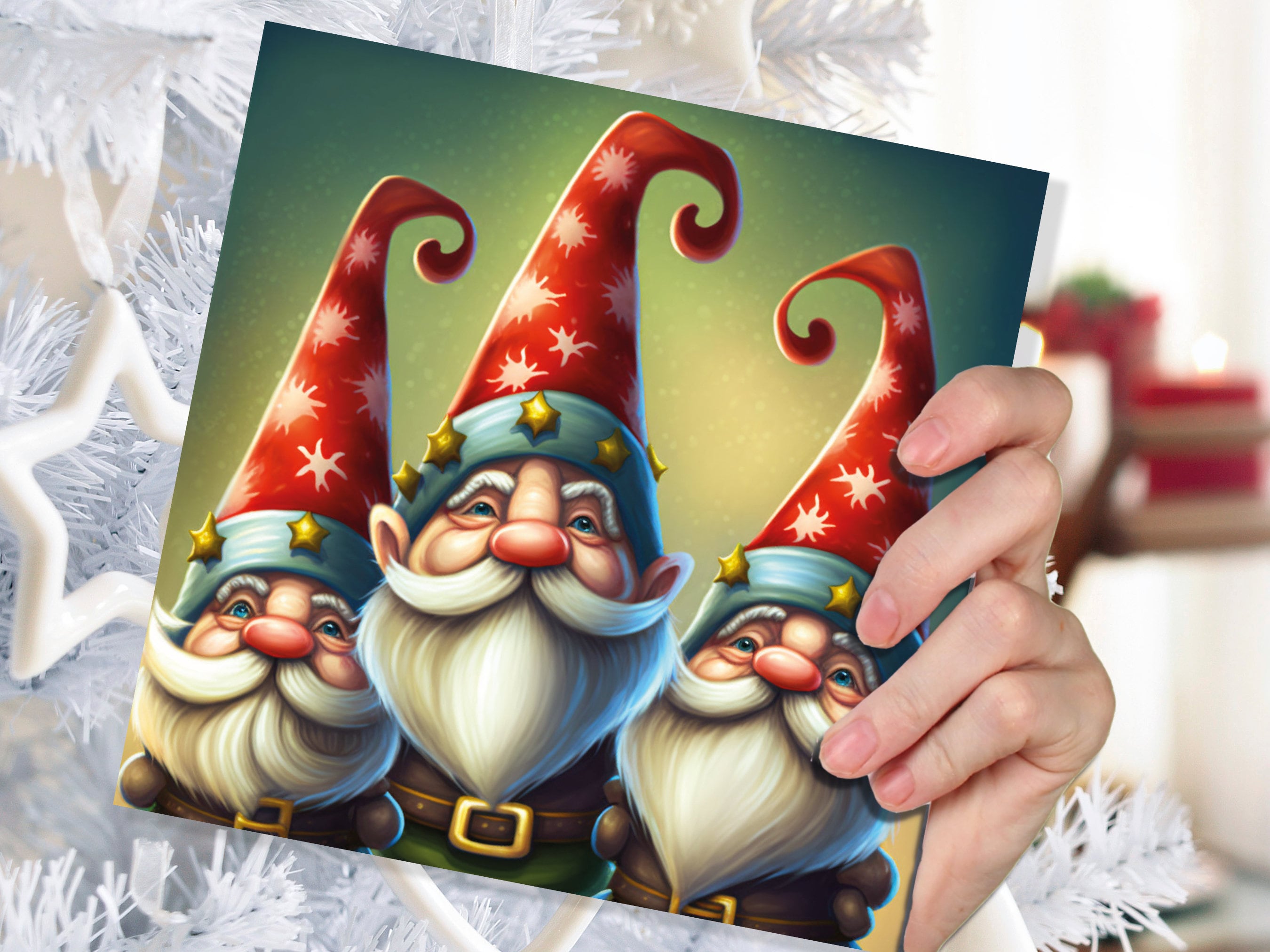 Christmas Gnomes Cards Cute Little Friendly Dwarves Red Festive Hats and White Beards Magical Gnome Elf Cards For Family Friends Xmas 2025 - View 6