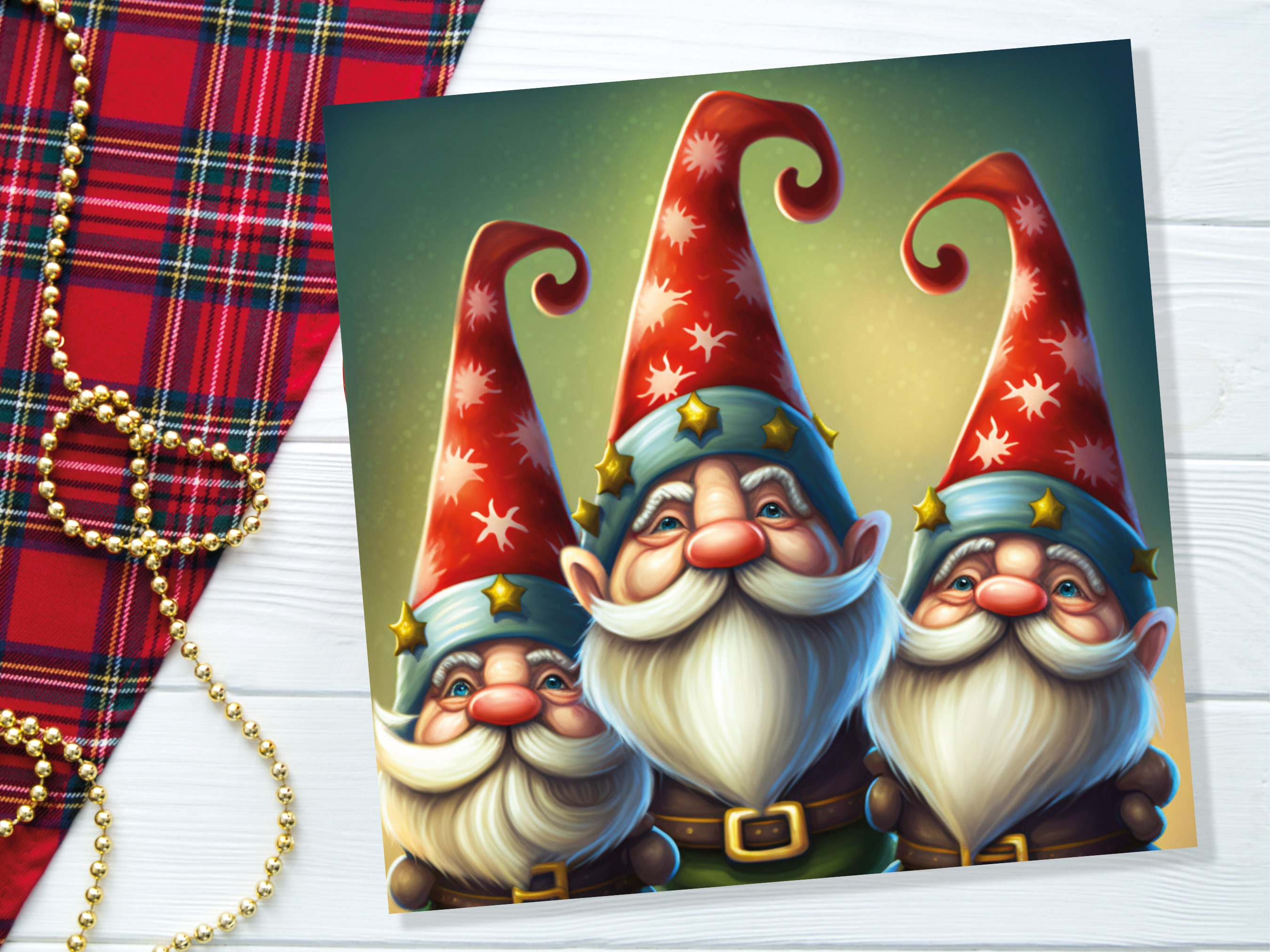 Christmas Gnomes Cards Cute Little Friendly Dwarves Red Festive Hats and White Beards Magical Gnome Elf Cards For Family Friends Xmas 2025 - View 5