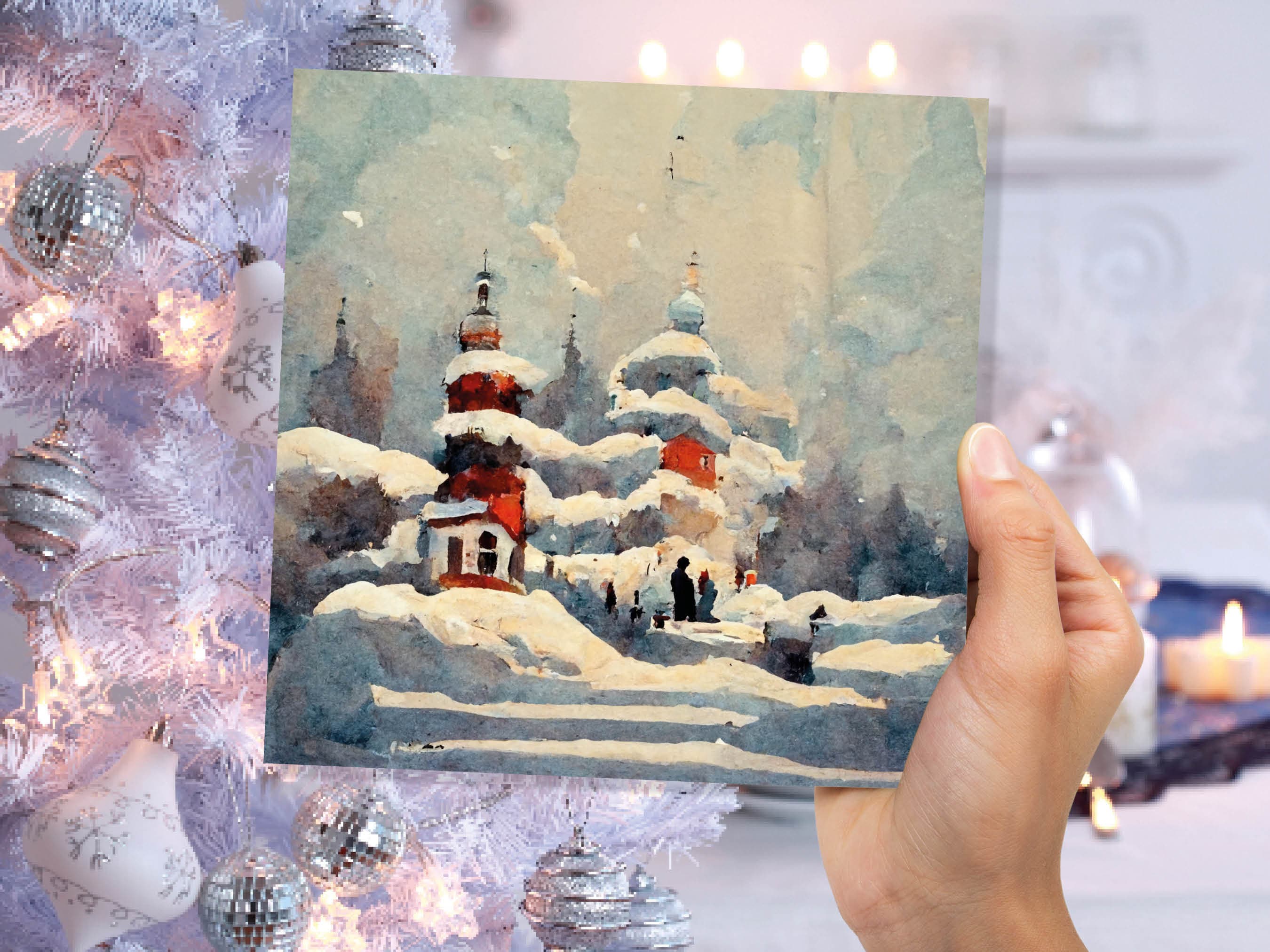 Winter Snow Scene Card Impressionist Painting with Trees Winters Day Landscape Scenery Greeting Cards for Family Friends Xmas 2025 Thank You - View 8