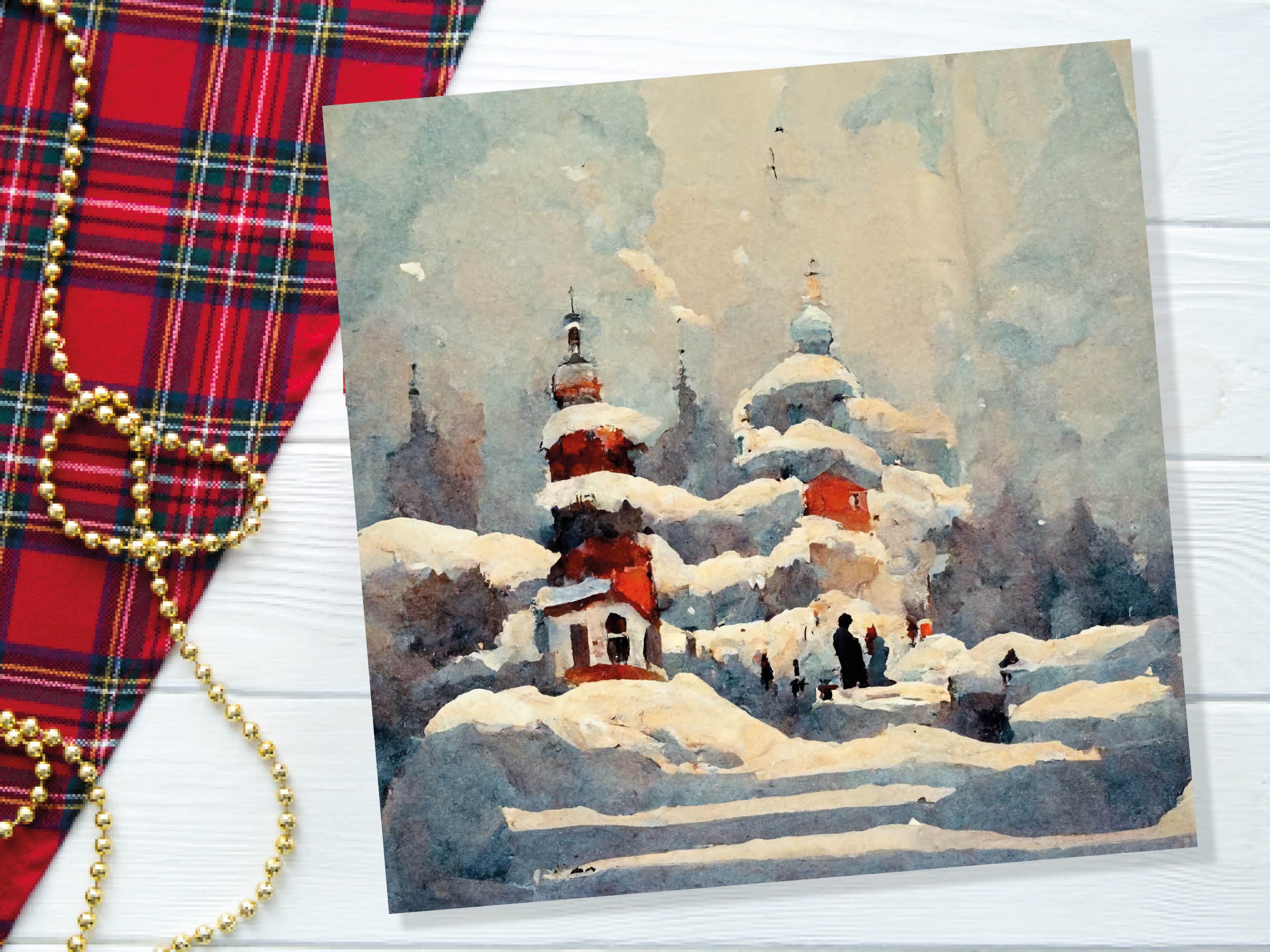 Winter Snow Scene Card Impressionist Painting with Trees Winters Day Landscape Scenery Greeting Cards for Family Friends Xmas 2025 Thank You - View 7