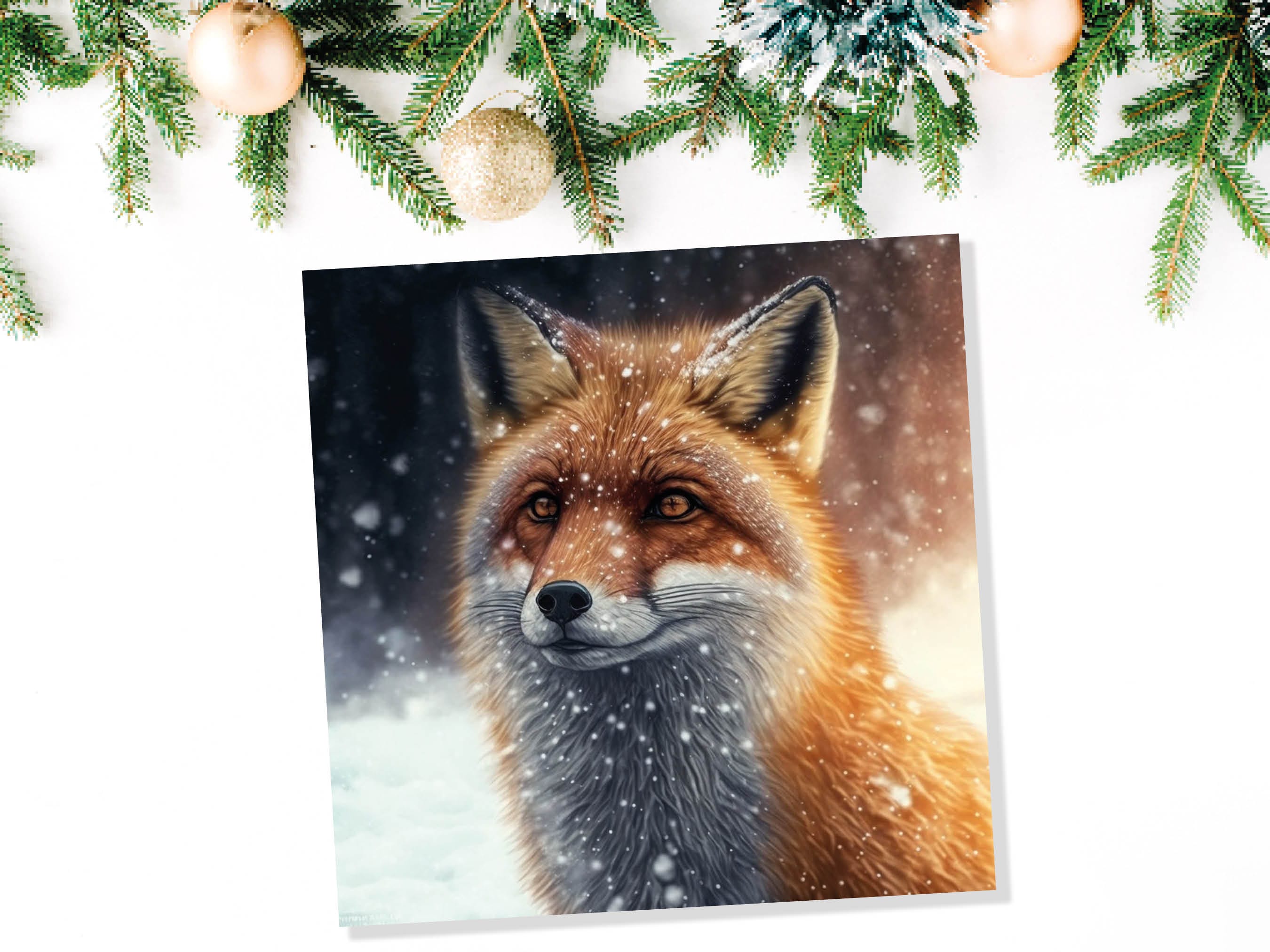 Winter Fox Card Festive Snowy Scene Snowing Tranquil Peaceful Watching Snow Fall Greetings Cards For Family Best Friends Xmas 2025 Thank You - View 6