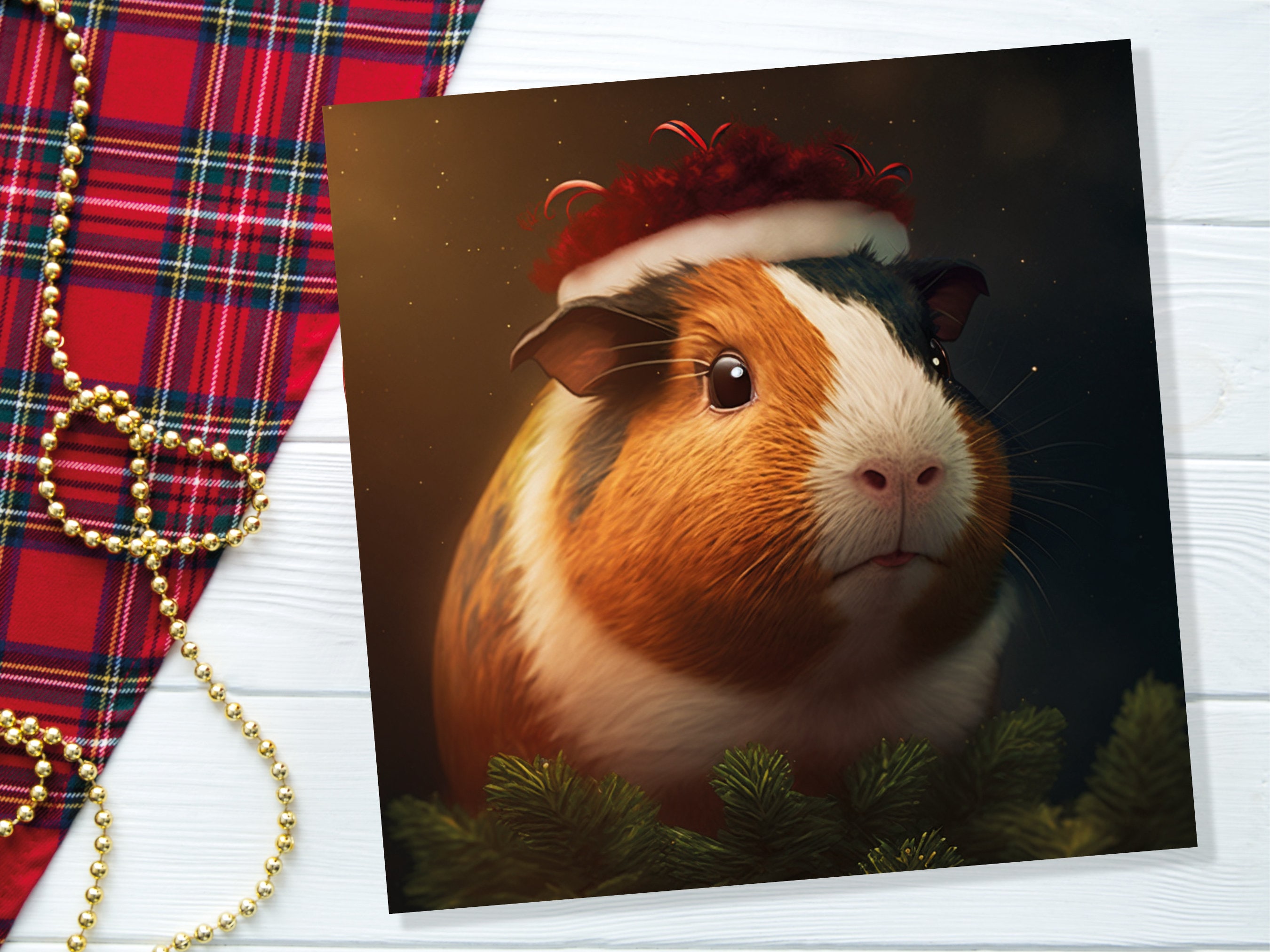 Cute Guinea Pig Christmas Card Wearing Xmas Hat Unique Greetings For Cavy Fans Family Friends Xmas 2025 1 or 10 Pack Set for Owners Pets Fun - View 6