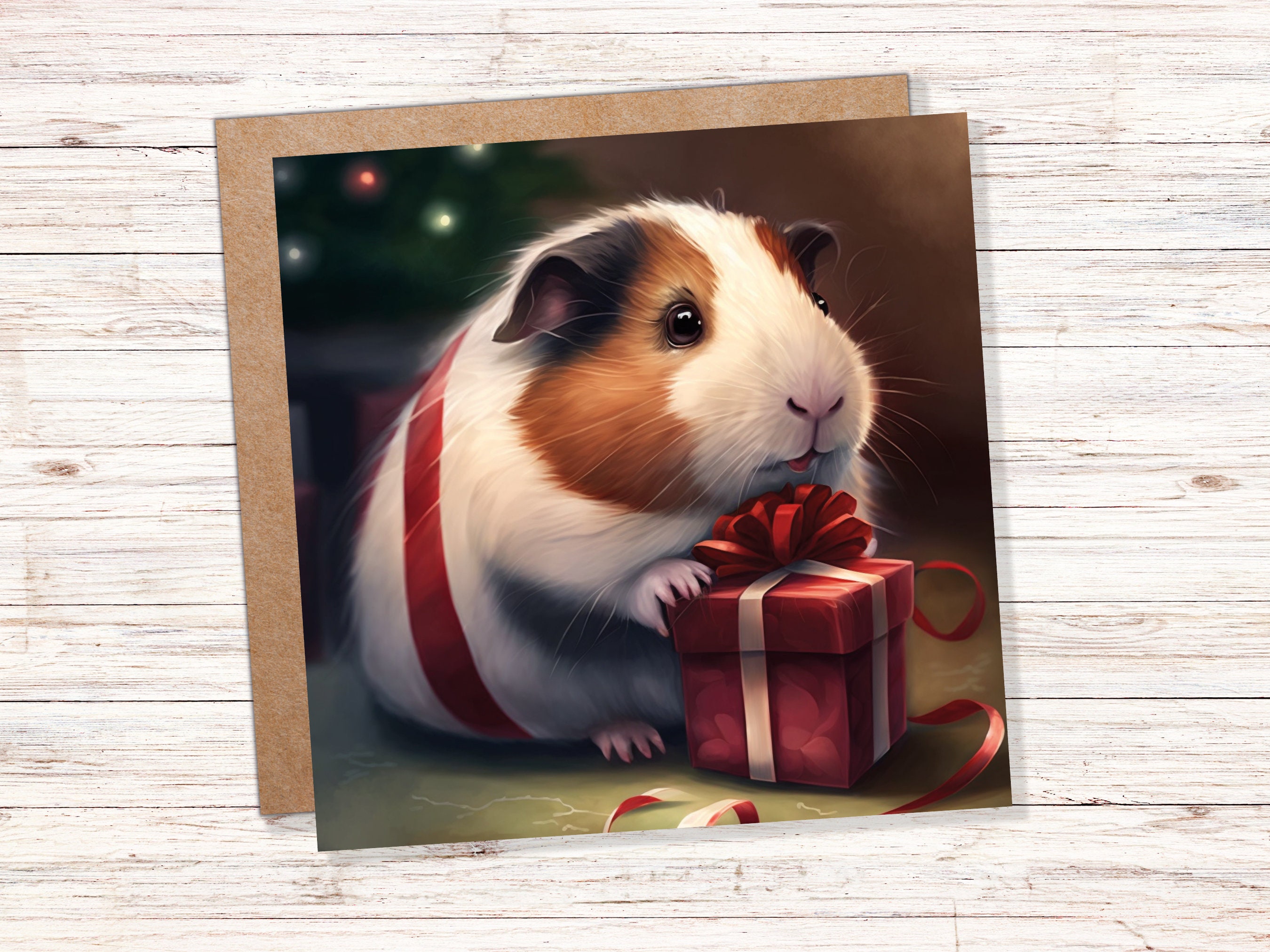 Cute Guinea Pig Christmas Card Gift Giving Present Unique Fun Greetings For Cavy Fans Family Friends Xmas 2025 1 or 10 Pack Set Owners Kids - View 9