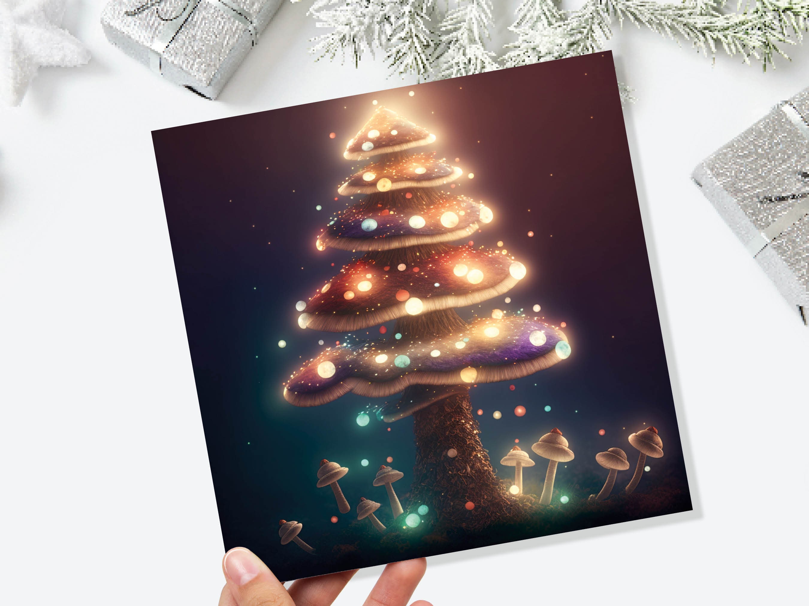 Colourful Fairy Mushroom Card House Warm Lights Magical Fairycore Fairytale Glowing Unique Whimsical For Family Friends Xmas 2025 Thank You - View 2
