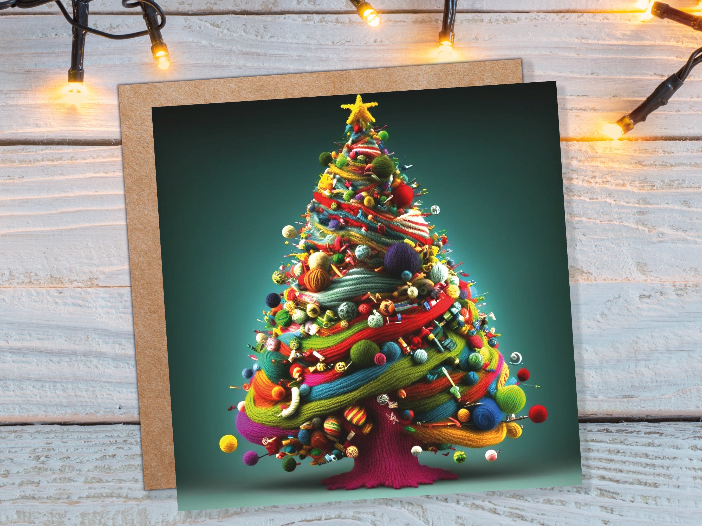 Crochet Christmas Tree Card Knitted Knitting Crocheters Knitters Yarn Wool Crafters Crafting Unique Trees Xmas Cards For Family Friends 2025