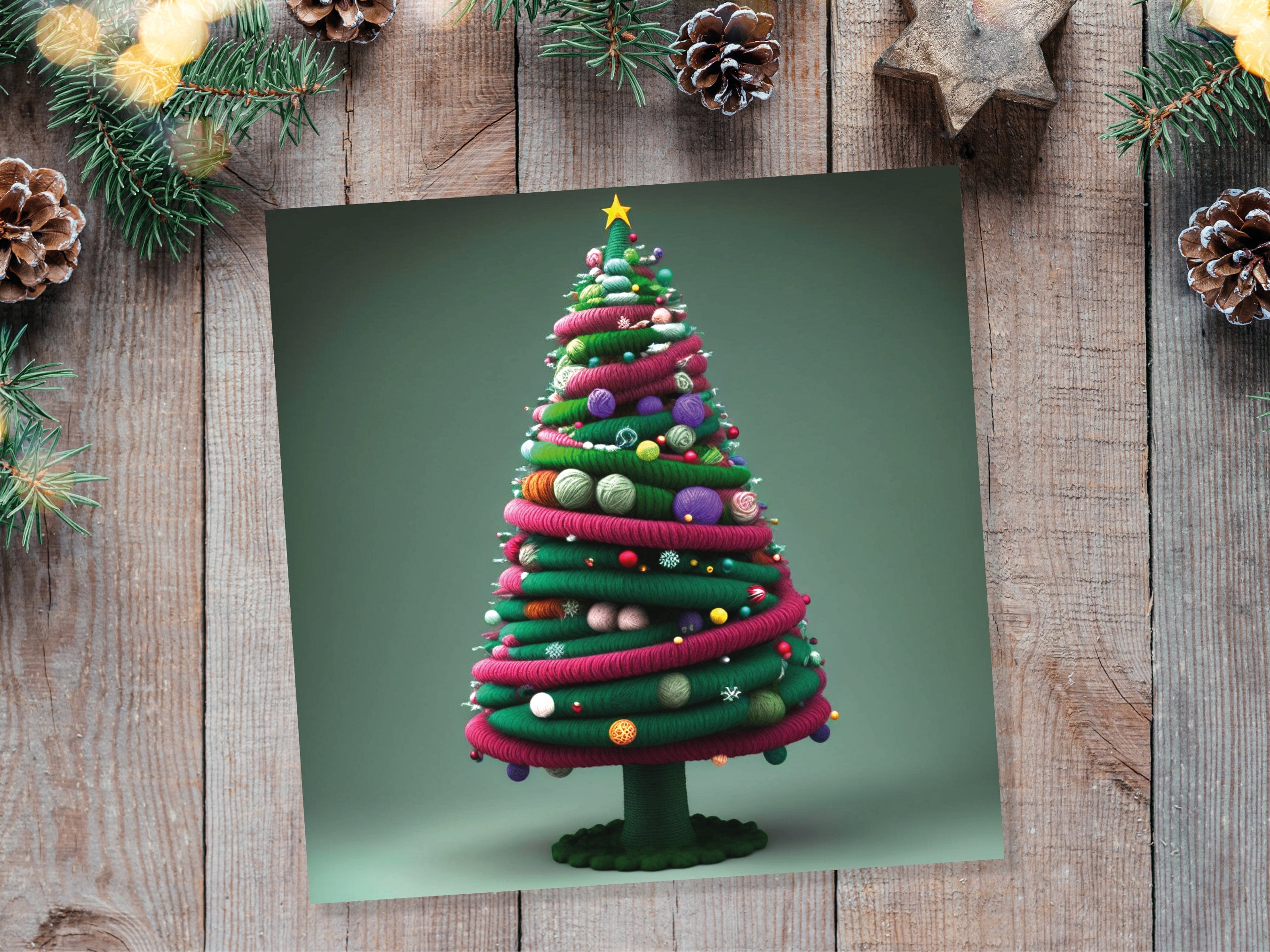 Knitters Christmas Tree Card Knitted Knitting Crocheters Yarn Wool Crafters Crafting Unusual Crafts Trees Xmas Cards For Family Friends 2025 - View 7