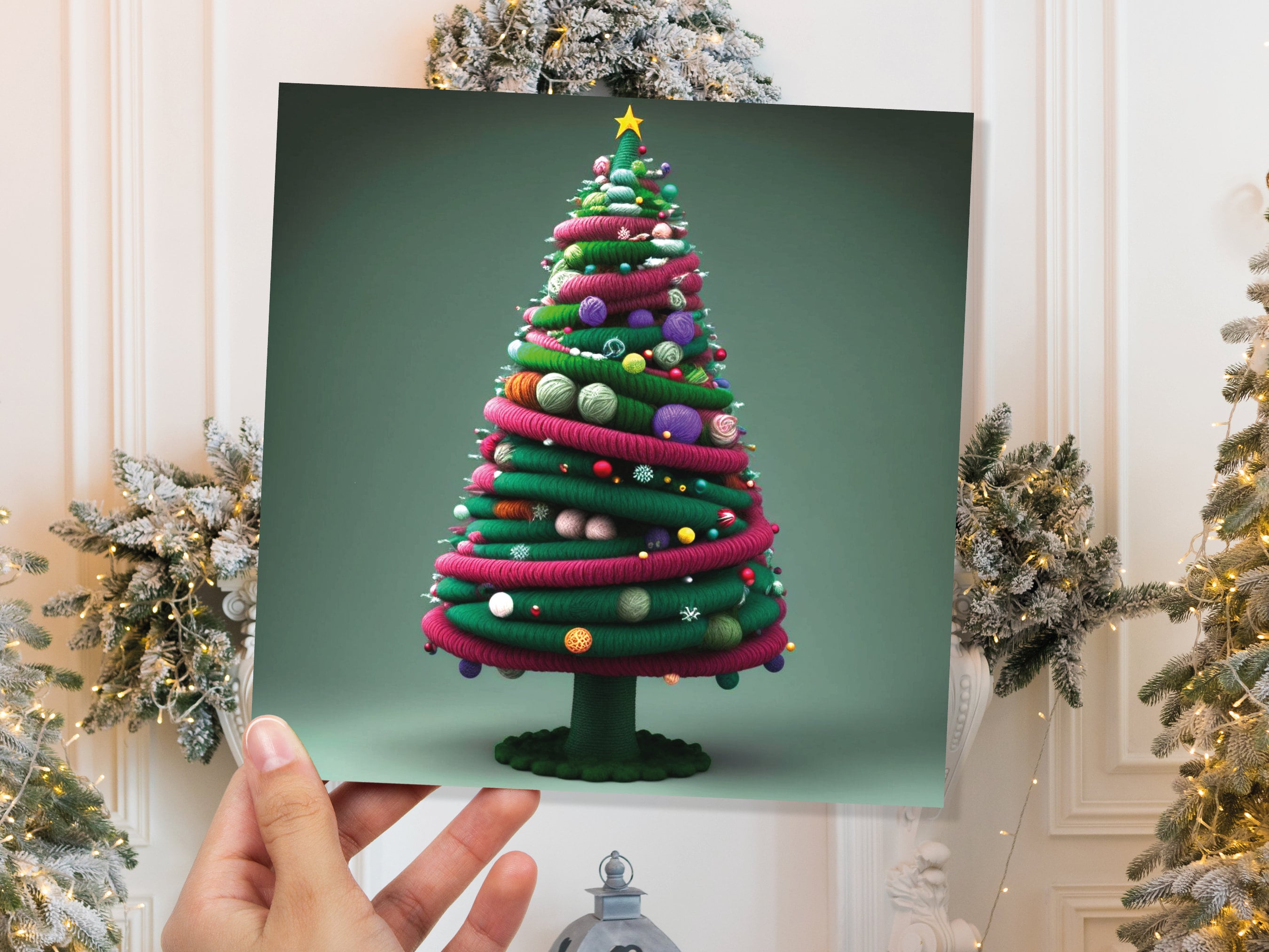 Knitters Christmas Tree Card Knitted Knitting Crocheters Yarn Wool Crafters Crafting Unusual Crafts Trees Xmas Cards For Family Friends 2025 - View 10