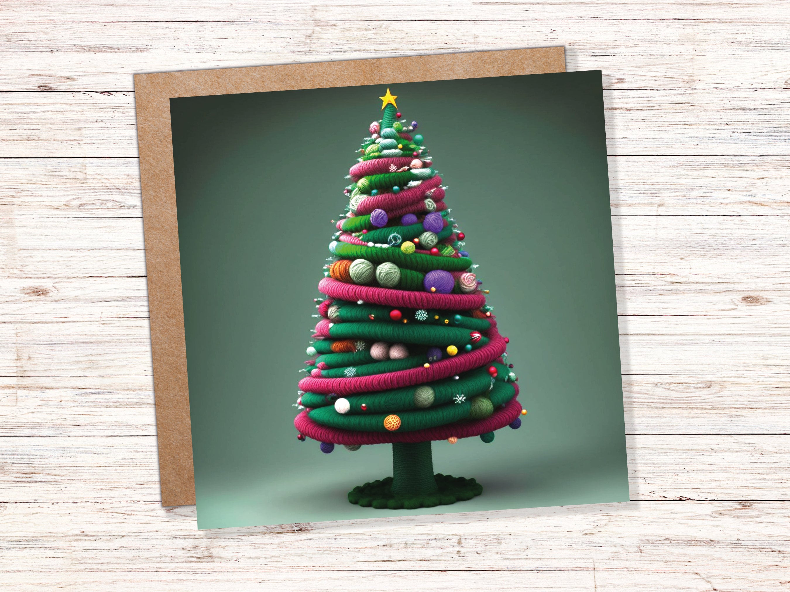 Knitters Christmas Tree Card Knitted Knitting Crocheters Yarn Wool Crafters Crafting Unusual Crafts Trees Xmas Cards For Family Friends 2025 - View 2
