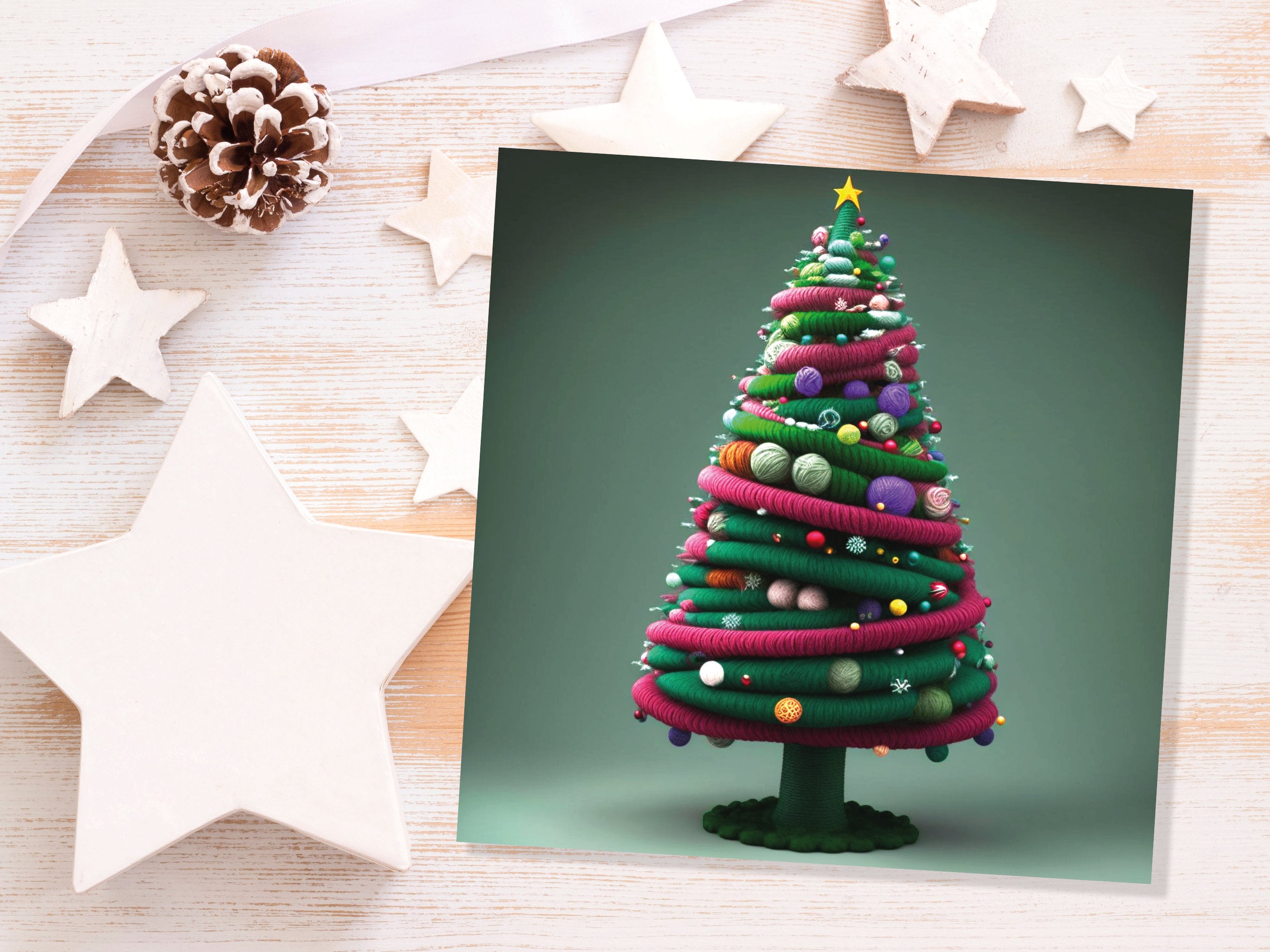 Knitters Christmas Tree Card Knitted Knitting Crocheters Yarn Wool Crafters Crafting Unusual Crafts Trees Xmas Cards For Family Friends 2025 - View 5