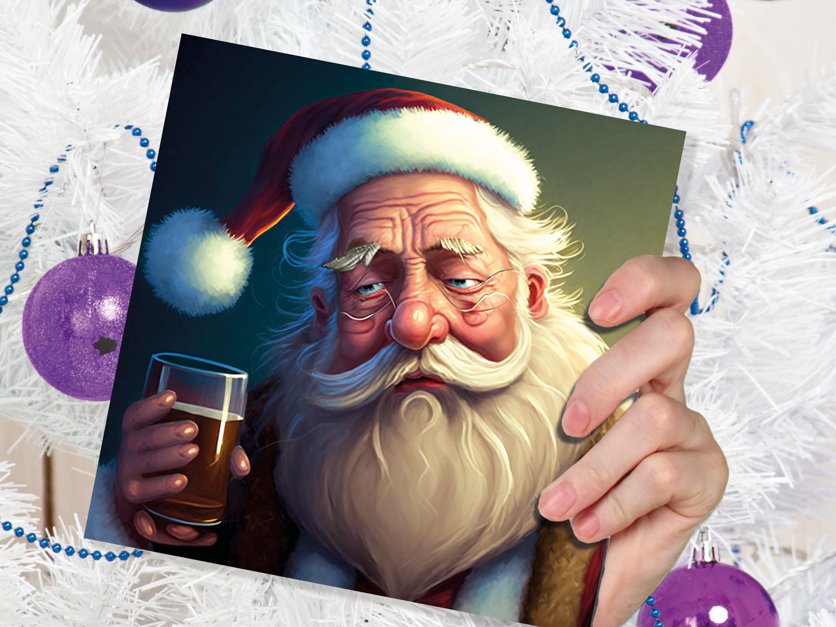 Drunk Santa Claus Christmas Cards Funny Alcoholic Father Xmas Drinking Beer Silly Gag Joke Rough Day Meme Greetings Card Family Friends 2025 - View 7