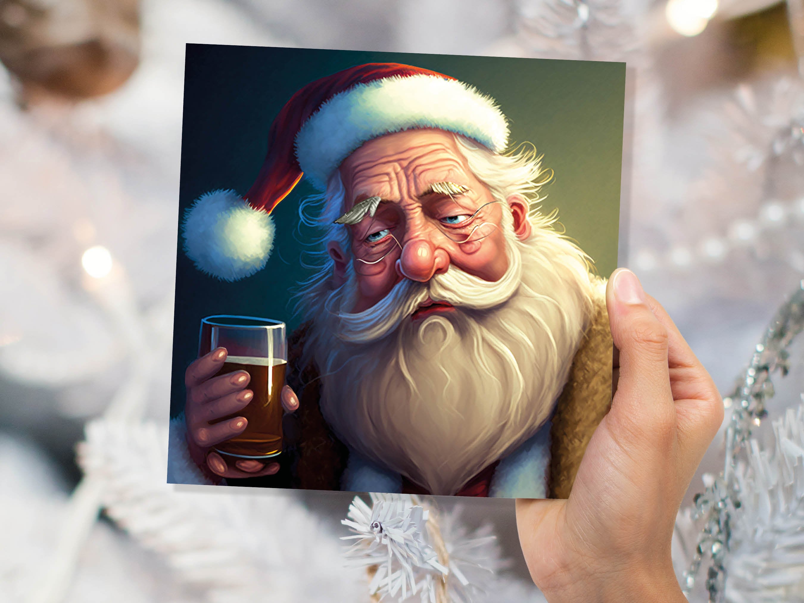 Drunk Santa Claus Christmas Cards Funny Alcoholic Father Xmas Drinking Beer Silly Gag Joke Rough Day Meme Greetings Card Family Friends 2025 - View 8