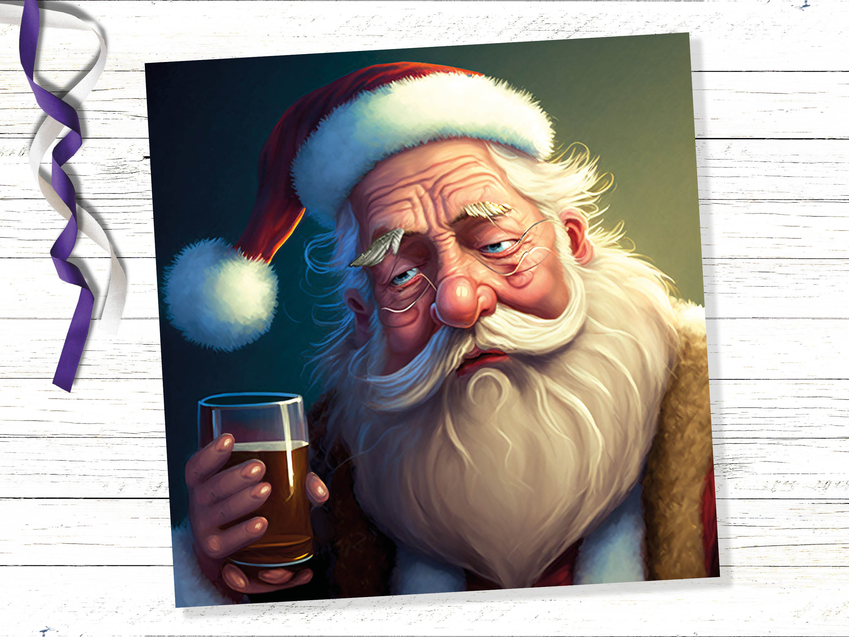 Drunk Santa Claus Christmas Cards Funny Alcoholic Father Xmas Drinking Beer Silly Gag Joke Rough Day Meme Greetings Card Family Friends 2025 - View 6