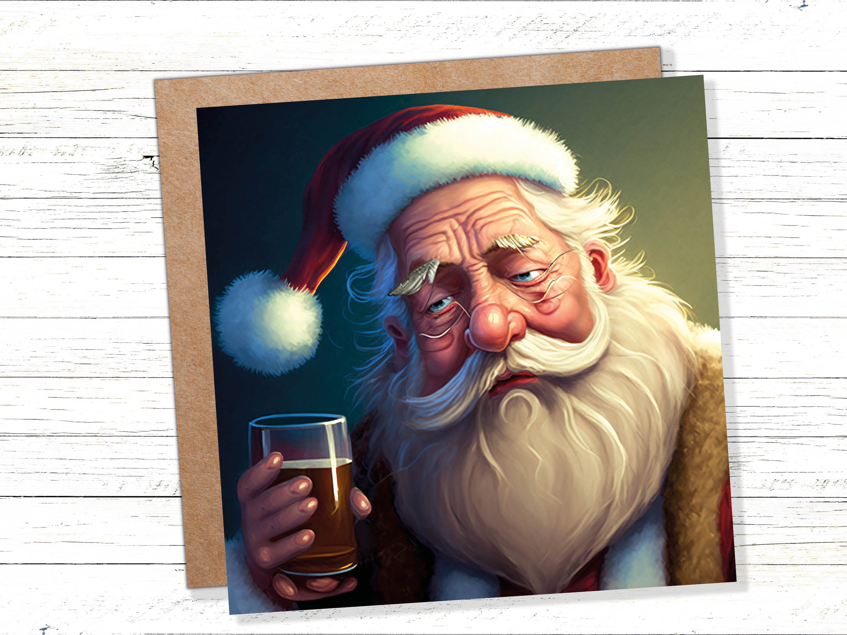 Drunk Santa Claus Christmas Cards Funny Alcoholic Father Xmas Drinking Beer Silly Gag Joke Rough Day Meme Greetings Card Family Friends 2025 - View 10