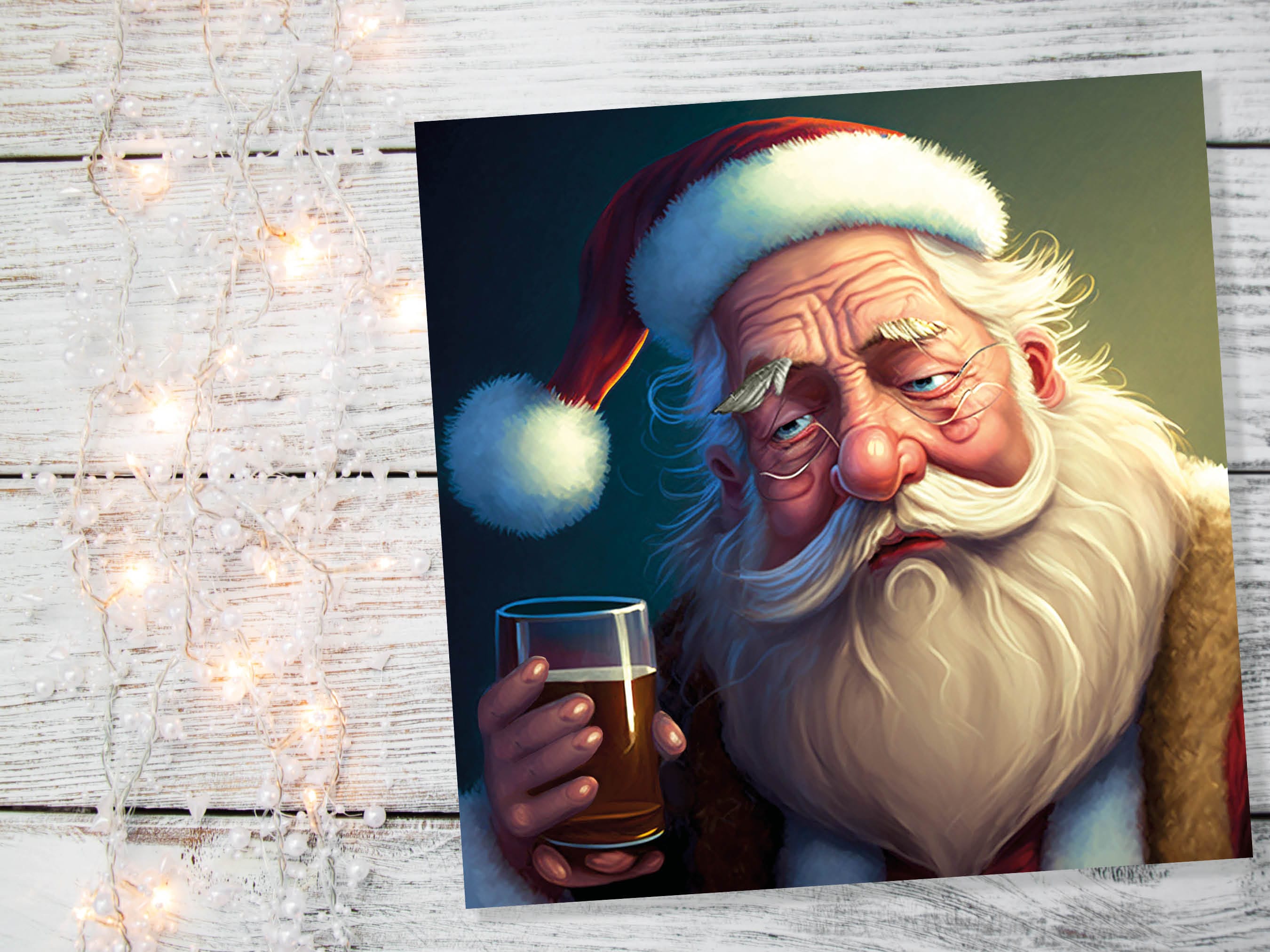 Drunk Santa Claus Christmas Cards Funny Alcoholic Father Xmas Drinking Beer Silly Gag Joke Rough Day Meme Greetings Card Family Friends 2025 - View 5