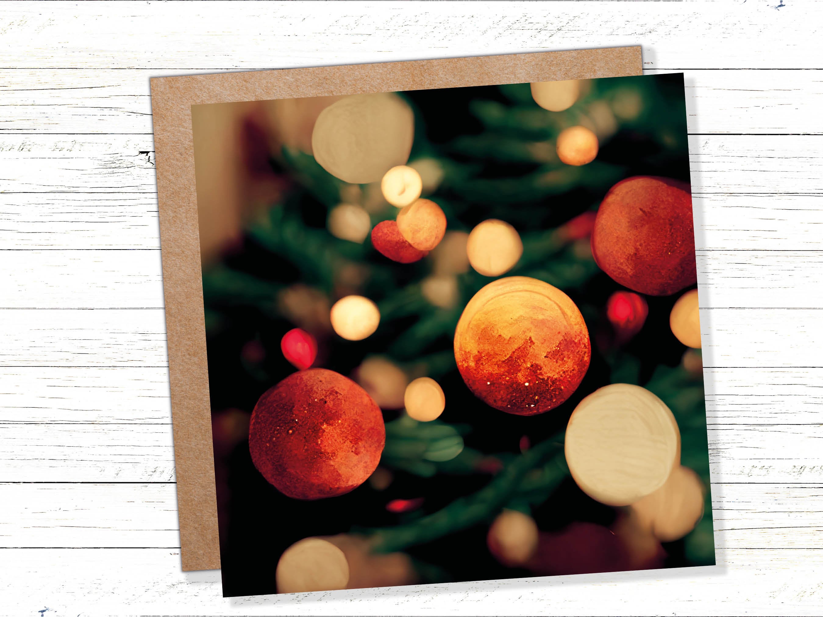 Abstract Christmas Card Tree with Bokeh Lights Magical Twinkling Fairy Light Pretty Unique Whimsical Greetings Family Friends Xmas 2025 - View 3