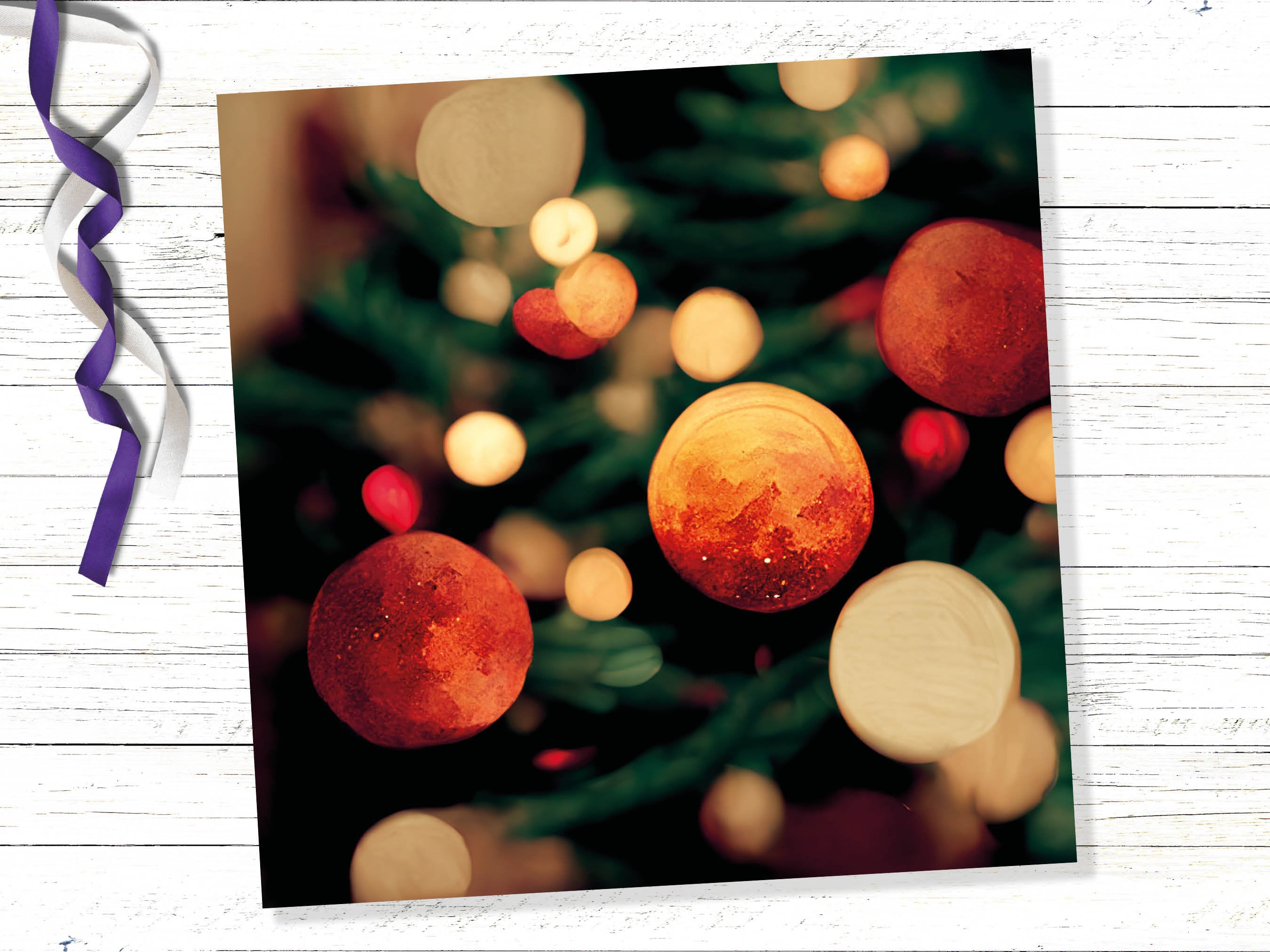 Abstract Christmas Card Tree with Bokeh Lights Magical Twinkling Fairy Light Pretty Unique Whimsical Greetings Family Friends Xmas 2025 - View 7