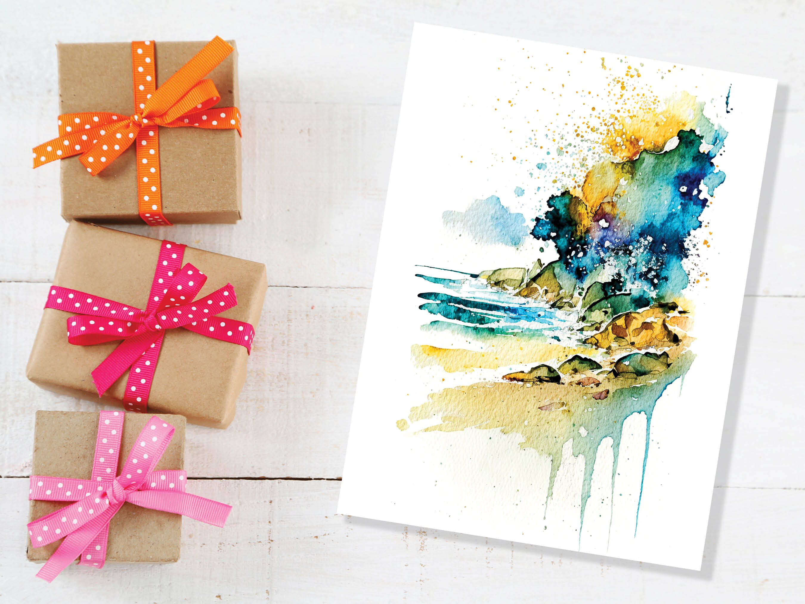 Beach Note Cards Watercolour Abstract Painting Ocean Coastal Inspired Nautical Sea Seaside Lover Greetings Any Occasion Thinking of You BFF - View 5