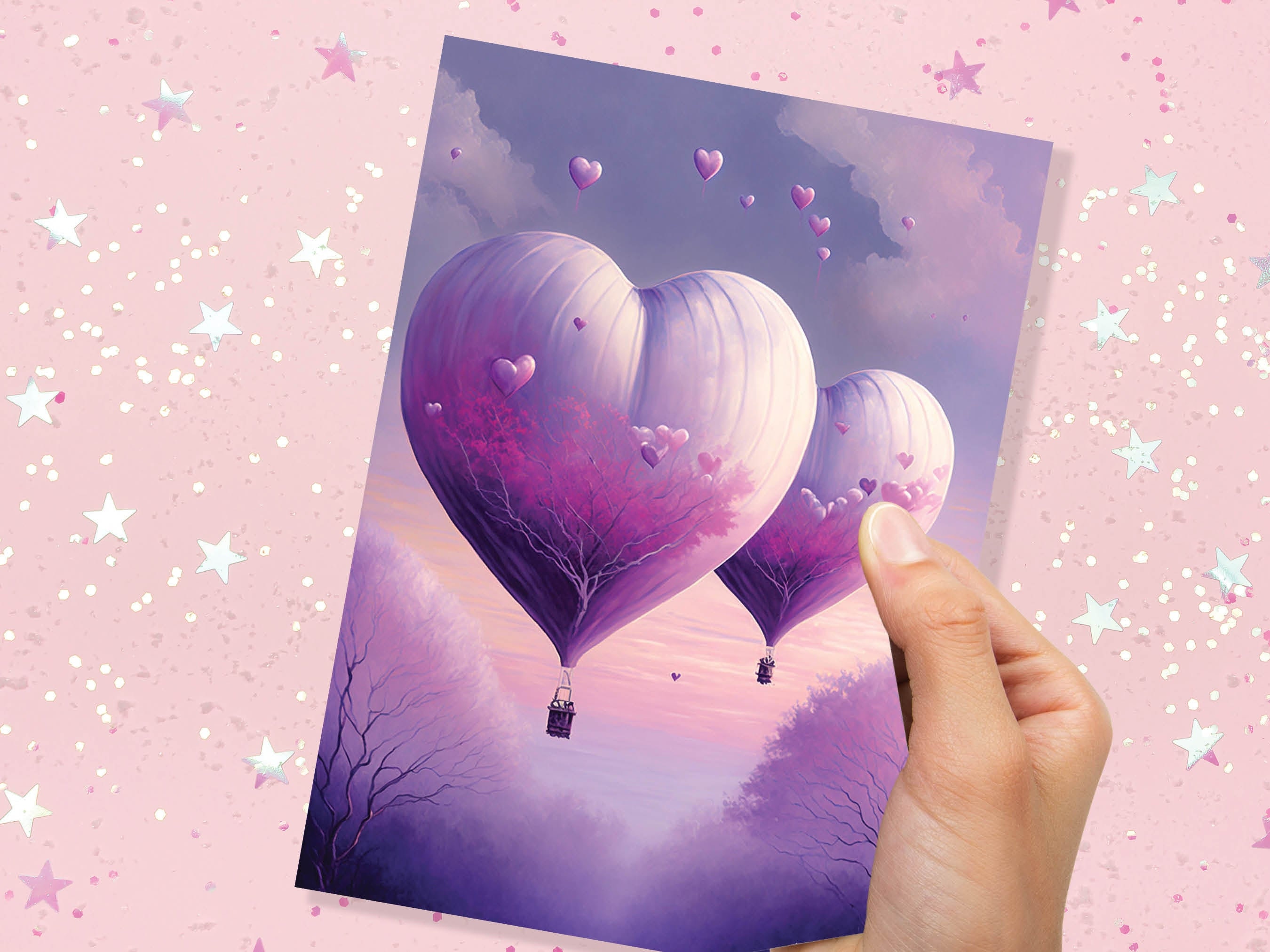 Dreamy Romantic Heart-Shaped Hot Air Balloon Greeting Card Romantic for Couples Her Wife Girlfriend Babe Darling Anniversary Monthsary - View 9
