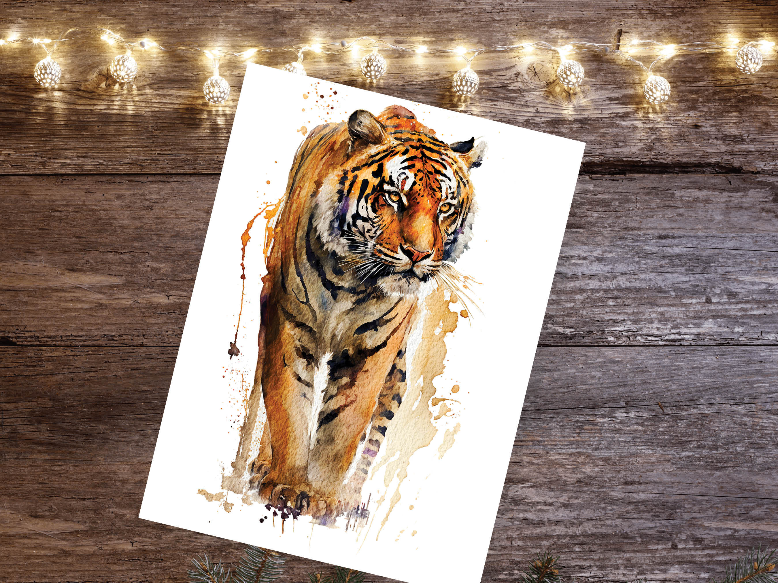 Tiger Birthday Card Big Cat Art Year Of The Tiger Wild Animal Thinking Of You Happy Birthday Watercolour Painting Greeting Cards Notelets - View 8