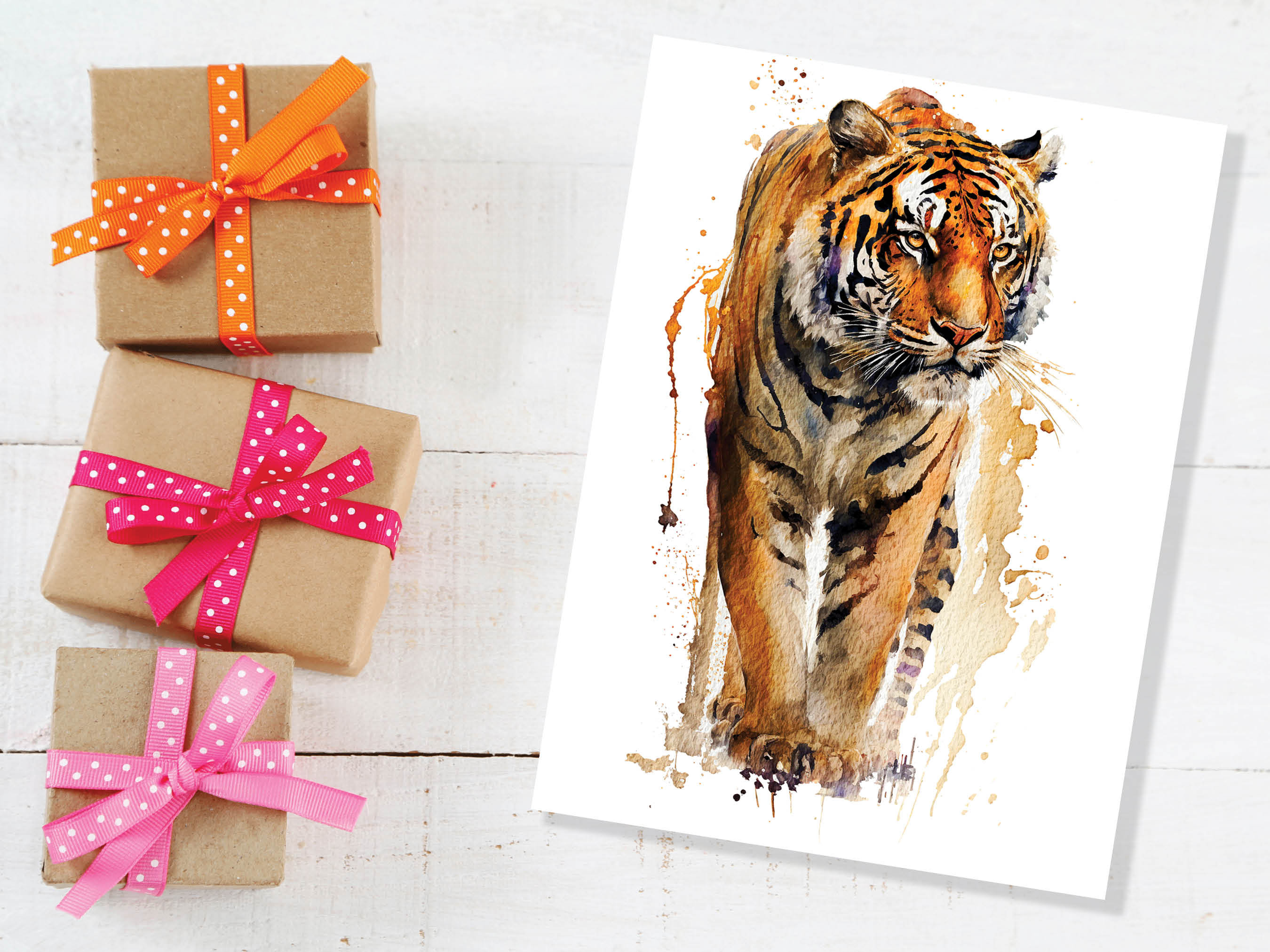 Tiger Birthday Card Big Cat Art Year Of The Tiger Wild Animal Thinking Of You Happy Birthday Watercolour Painting Greeting Cards Notelets - View 5