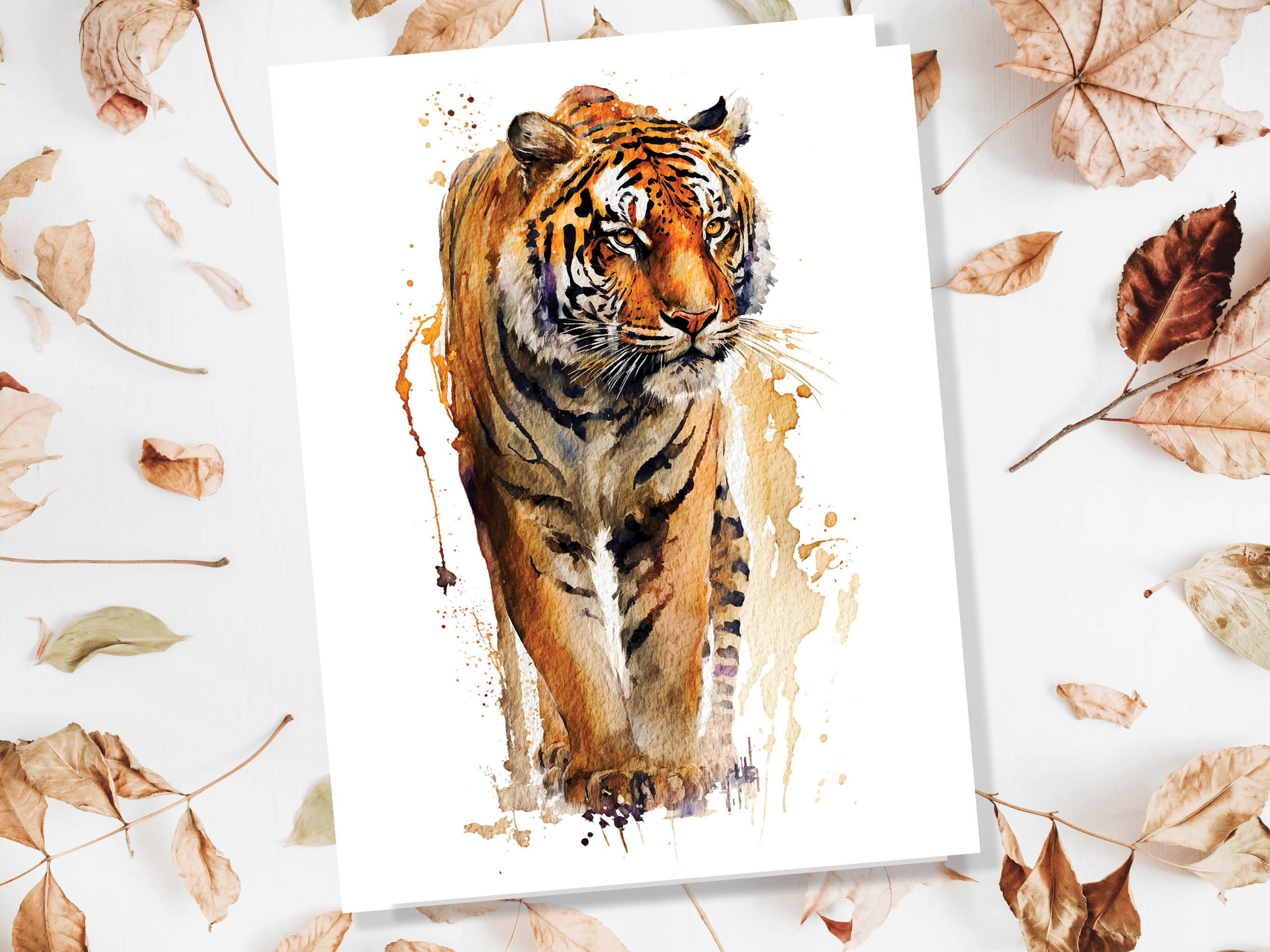 Tiger Birthday Card Big Cat Art Year Of The Tiger Wild Animal Thinking Of You Happy Birthday Watercolour Painting Greeting Cards Notelets - View 6