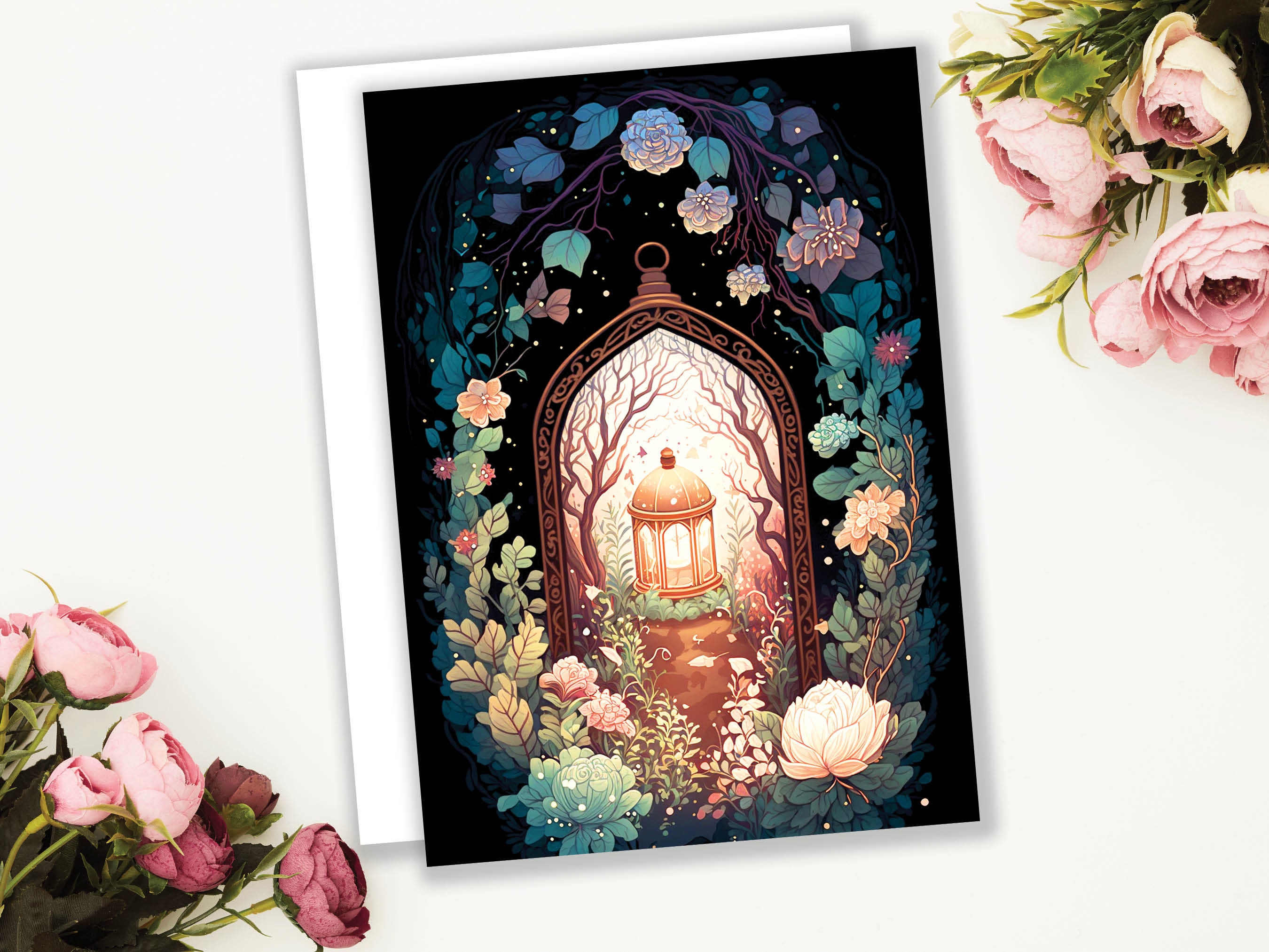 Gardening Birthday Wishes Card Floral Allotment Enchanting Garden Themed Greeting Cards to Say Thank You For A Plant Fairytale Fantasy Notes - View 4