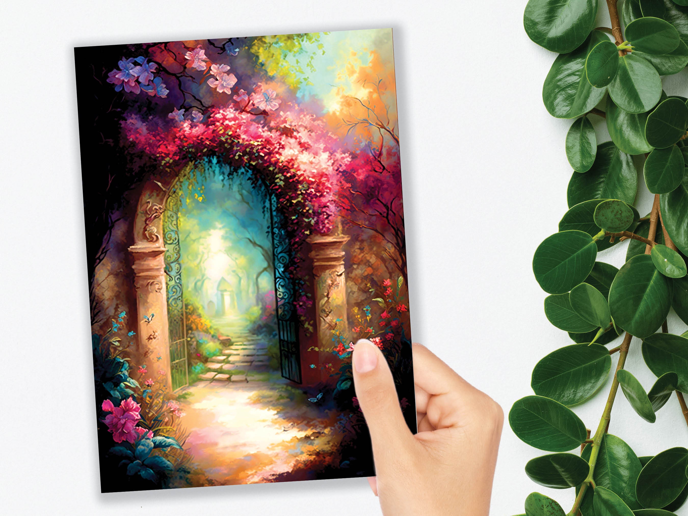 Secret Garden Card Whimsical Beautiful Thank You Notes For Gardeners New Adventures Safe Travels Beginning Job Life Divorce Greeting Cards - View 9