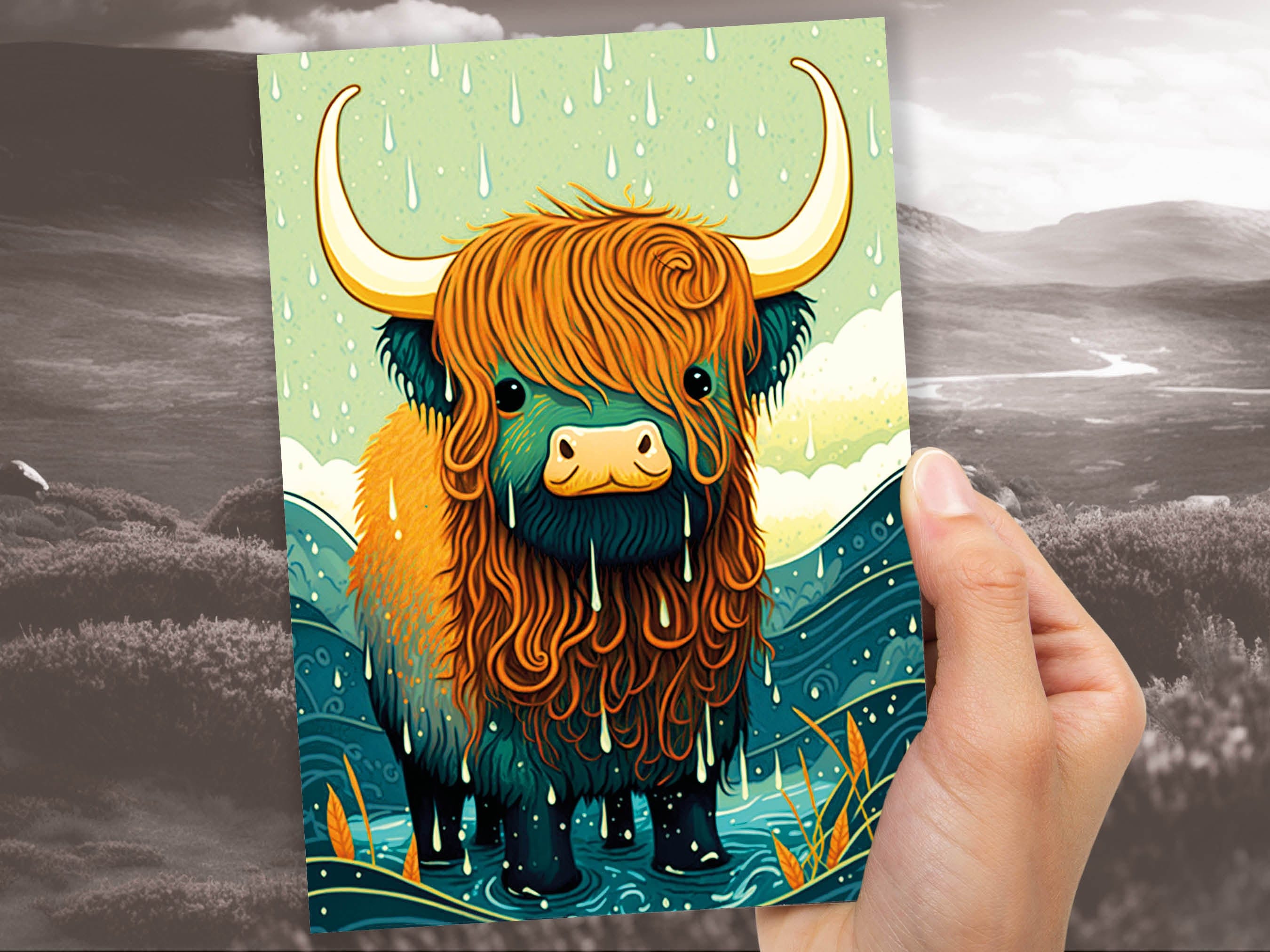 Funny Highland Cow Scottish Weather Greeting Card for Scottish Friends and Cow Lovers Shaggy Highland Coo Birthdays or Any Occasion - View 8