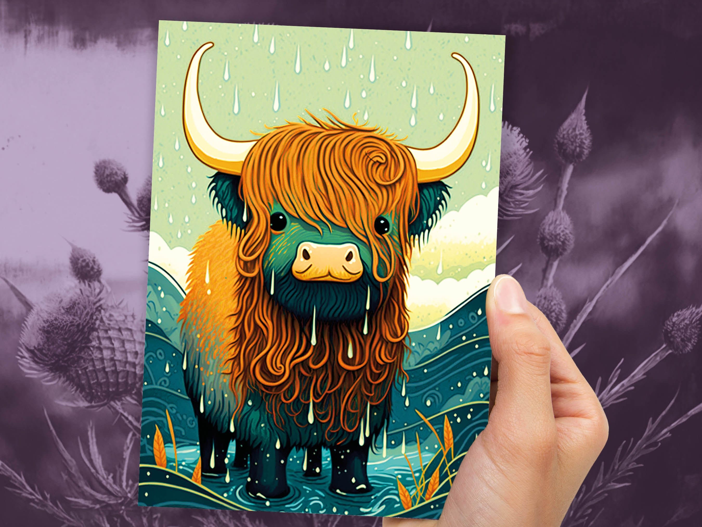 Funny Highland Cow Scottish Weather Greeting Card for Scottish Friends and Cow Lovers Shaggy Highland Coo Birthdays or Any Occasion - View 9