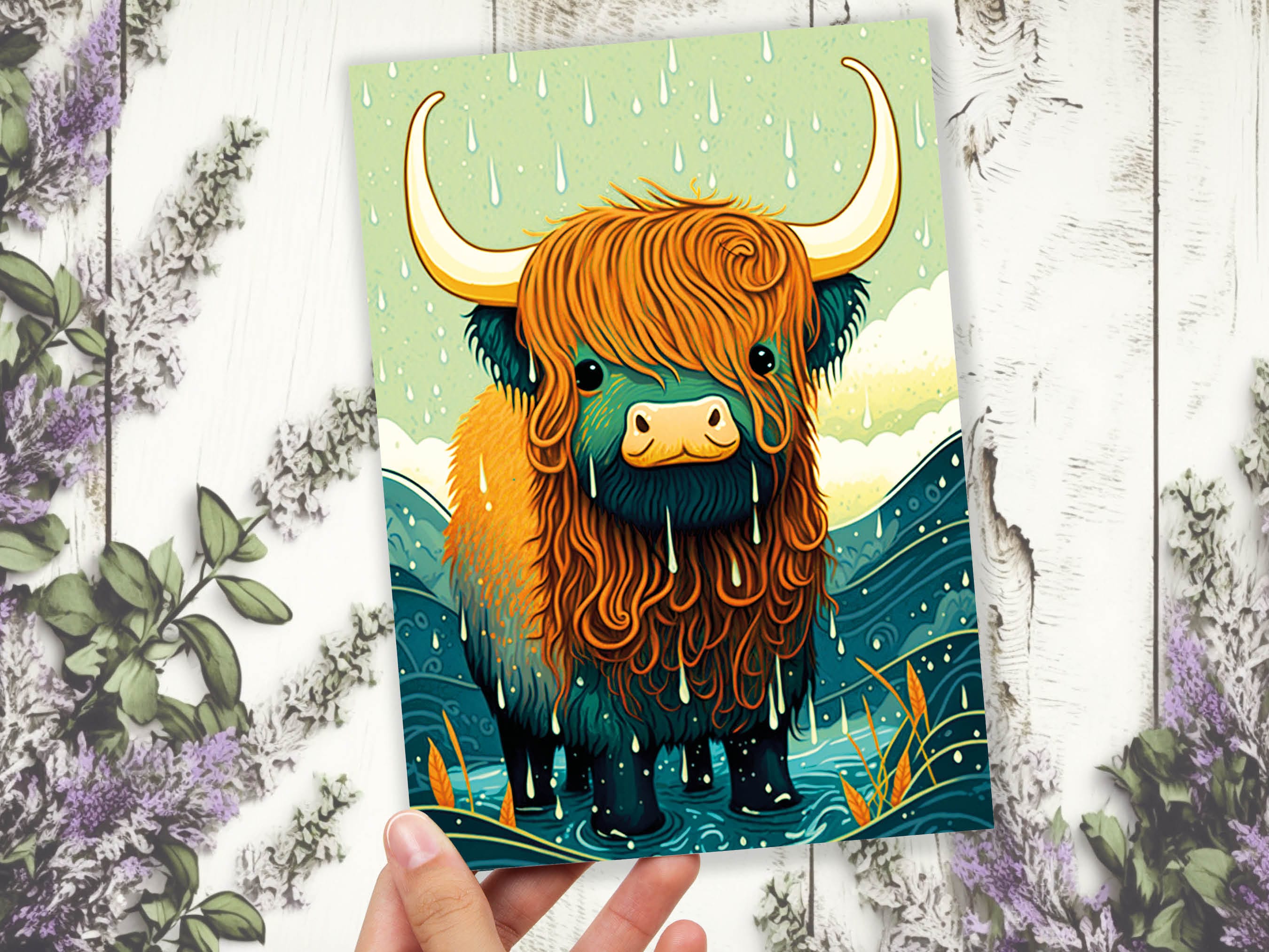 Funny Highland Cow Scottish Weather Greeting Card for Scottish Friends and Cow Lovers Shaggy Highland Coo Birthdays or Any Occasion - View 5