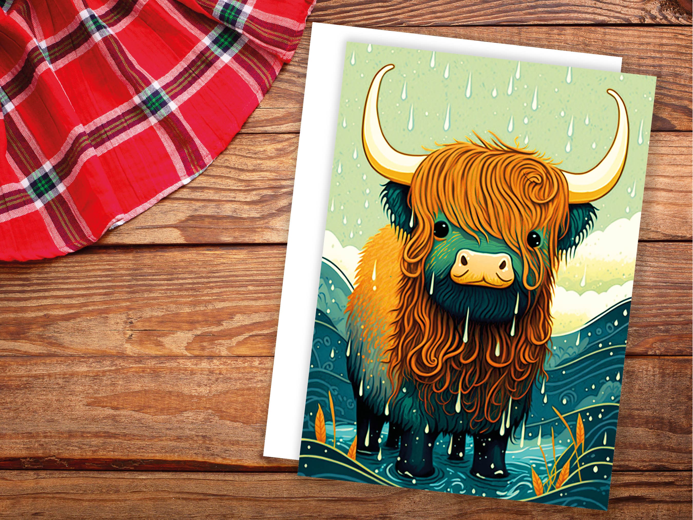 Funny Highland Cow Scottish Weather Greeting Card for Scottish Friends and Cow Lovers Shaggy Highland Coo Birthdays or Any Occasion - View 4