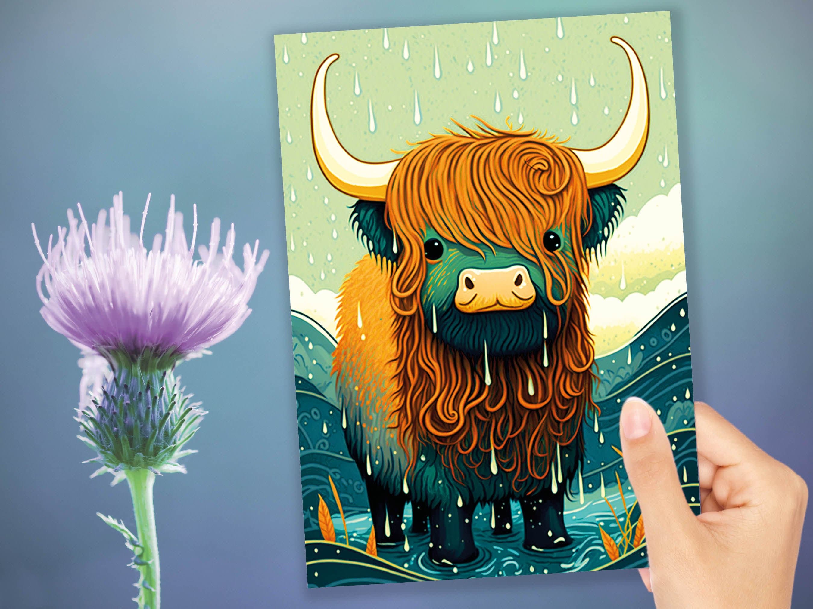 Funny Highland Cow Scottish Weather Greeting Card for Scottish Friends and Cow Lovers Shaggy Highland Coo Birthdays or Any Occasion - View 10