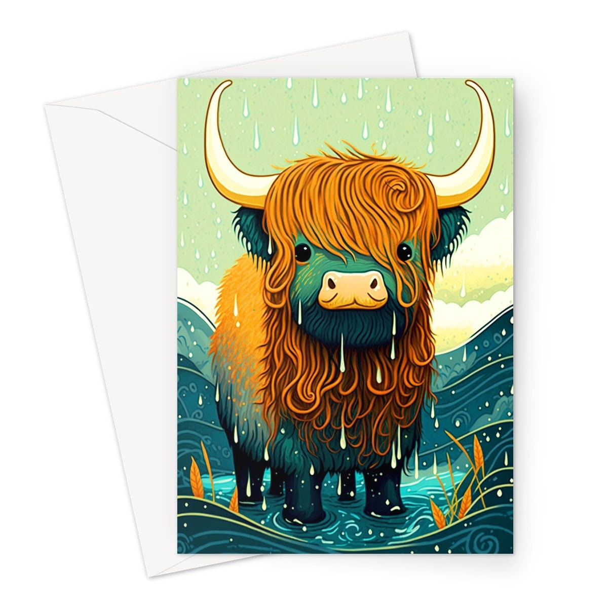 Funny Highland Cow Scottish Weather Greeting Card for Scottish Friends and Cow Lovers Shaggy Highland Coo Birthdays or Any Occasion - View 2