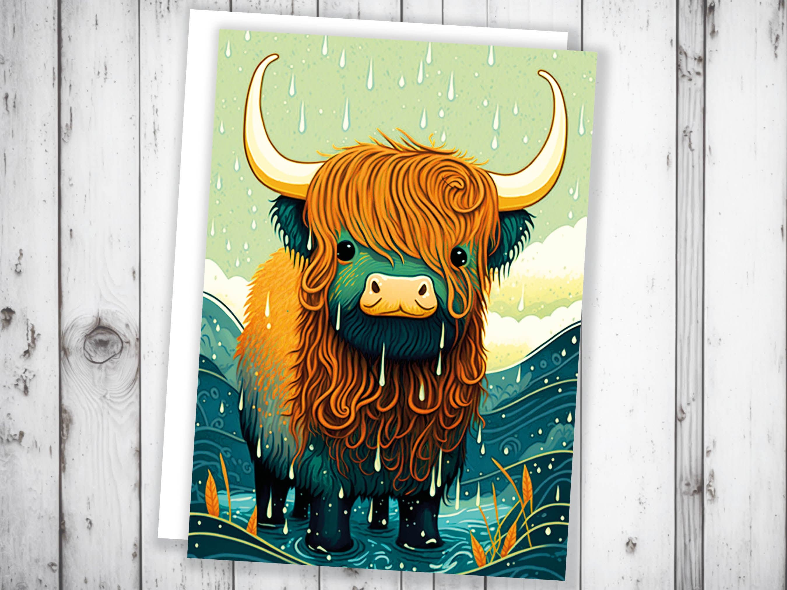 Funny Highland Cow Scottish Weather Greeting Card for Scottish Friends and Cow Lovers Shaggy Highland Coo Birthdays or Any Occasion - View 7