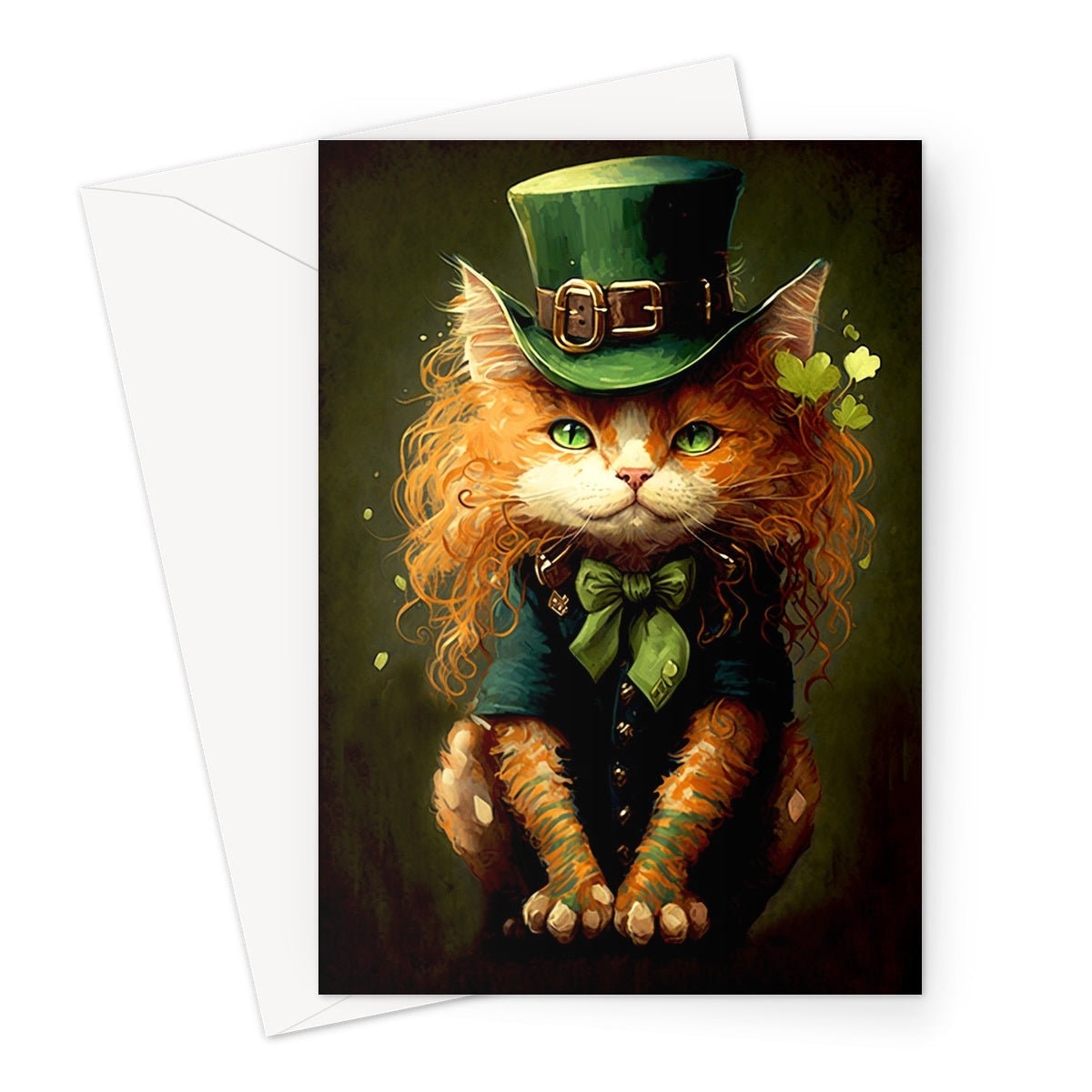 Cute Irish Cat Card Leprechaun Illustration St. Patrick's Day Birthday Greetings Good Luck Magic Funny Card Cat Lovers Friends From Ireland - View 3