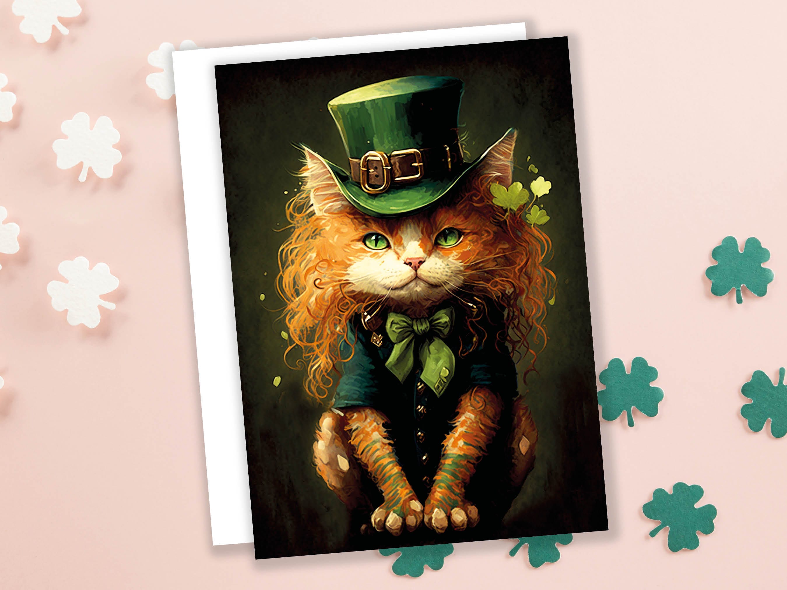 Cute Irish Cat Card Leprechaun Illustration St. Patrick's Day Birthday Greetings Good Luck Magic Funny Card Cat Lovers Friends From Ireland - View 10