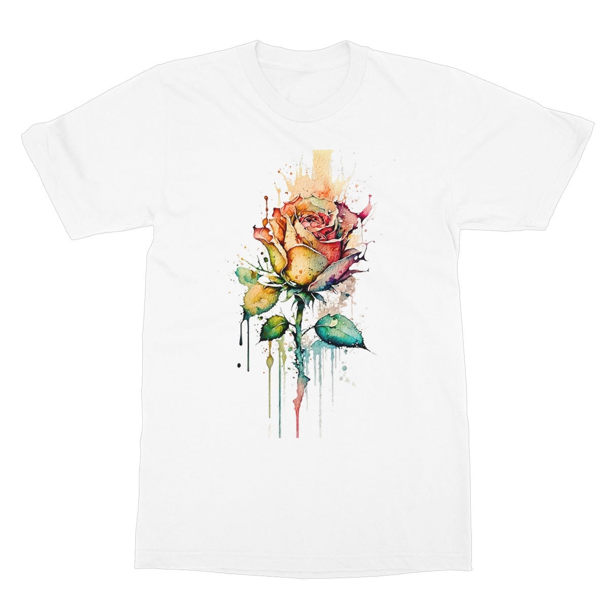 Rose T-Shirt Watercolour Abstract Romantic Tattoo Painting Gothic Grunge Tee Feminine Pink Red Flower Fairytale Unisex Tops for Women Her - View 4