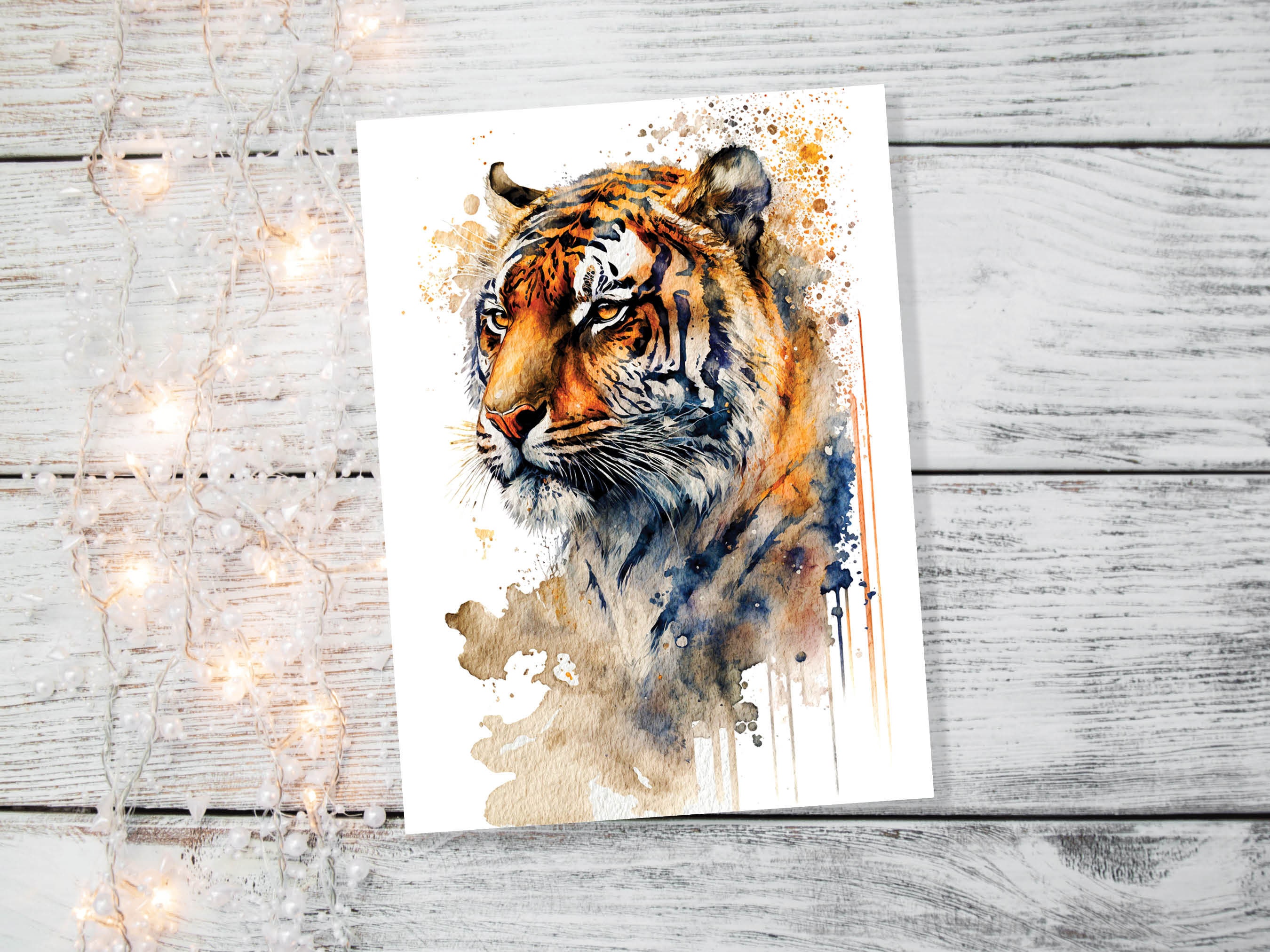 Year of the Tiger Birthday Card Big Cat Notelets Wild Animal Art Thinking Of You Happy Birthday Watercolour Painting Greeting Cards - View 3