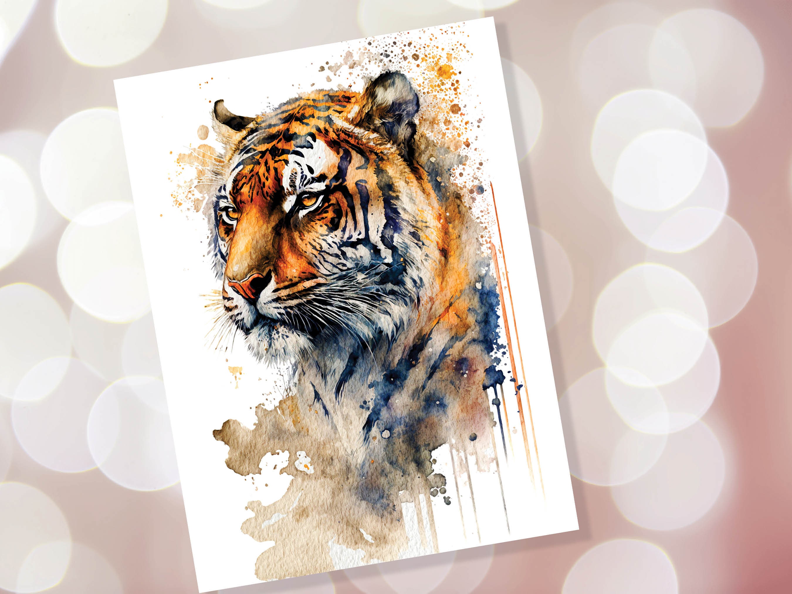 Year of the Tiger Birthday Card Big Cat Notelets Wild Animal Art Thinking Of You Happy Birthday Watercolour Painting Greeting Cards - View 7